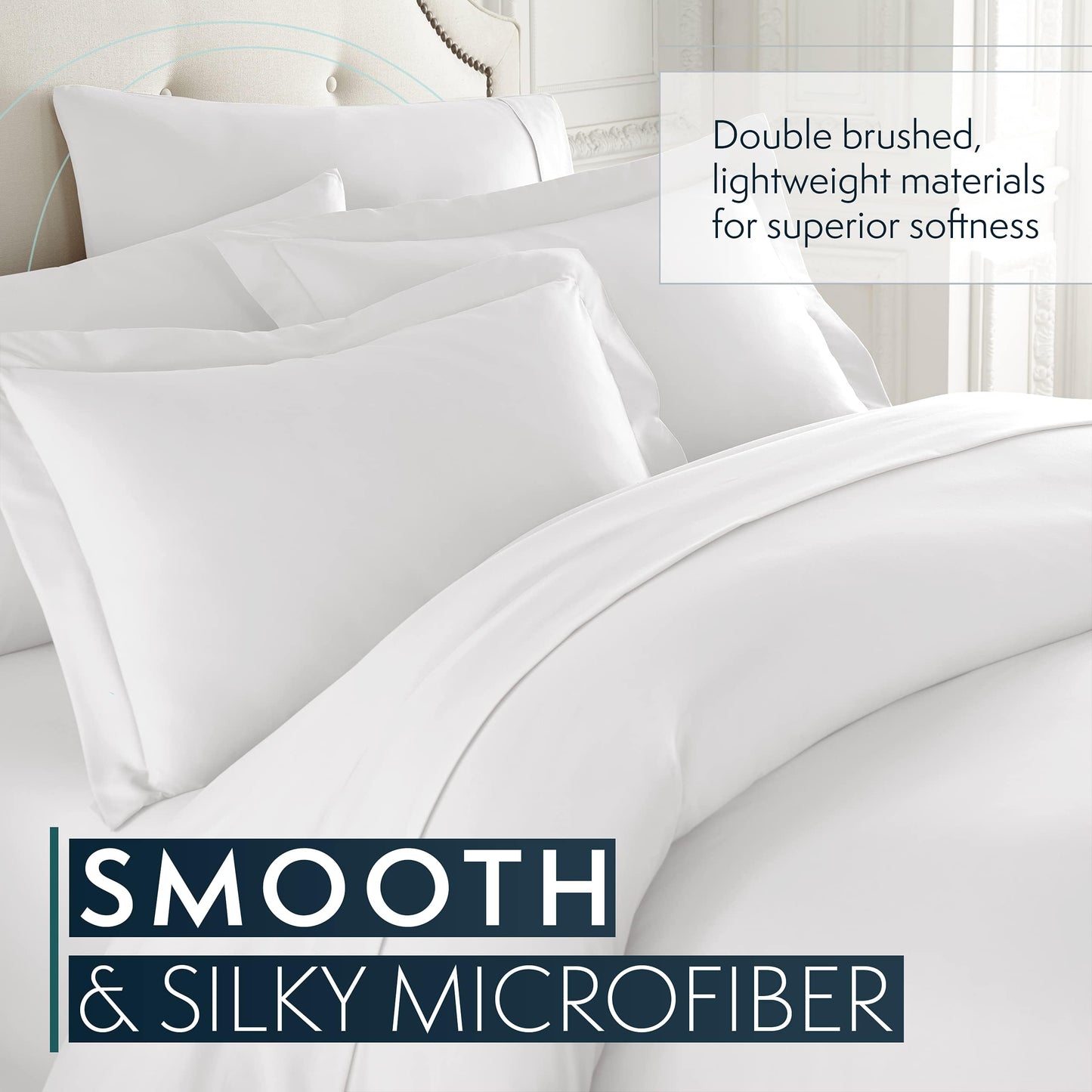 Pantrypoet King Bed Duvet Cover 104"x90", 3Pcs Soft Breathable Duvet Cover Set with Zipper Closure & 2 Pillow Shams 24"x40" (White, King (U.S. Standard))