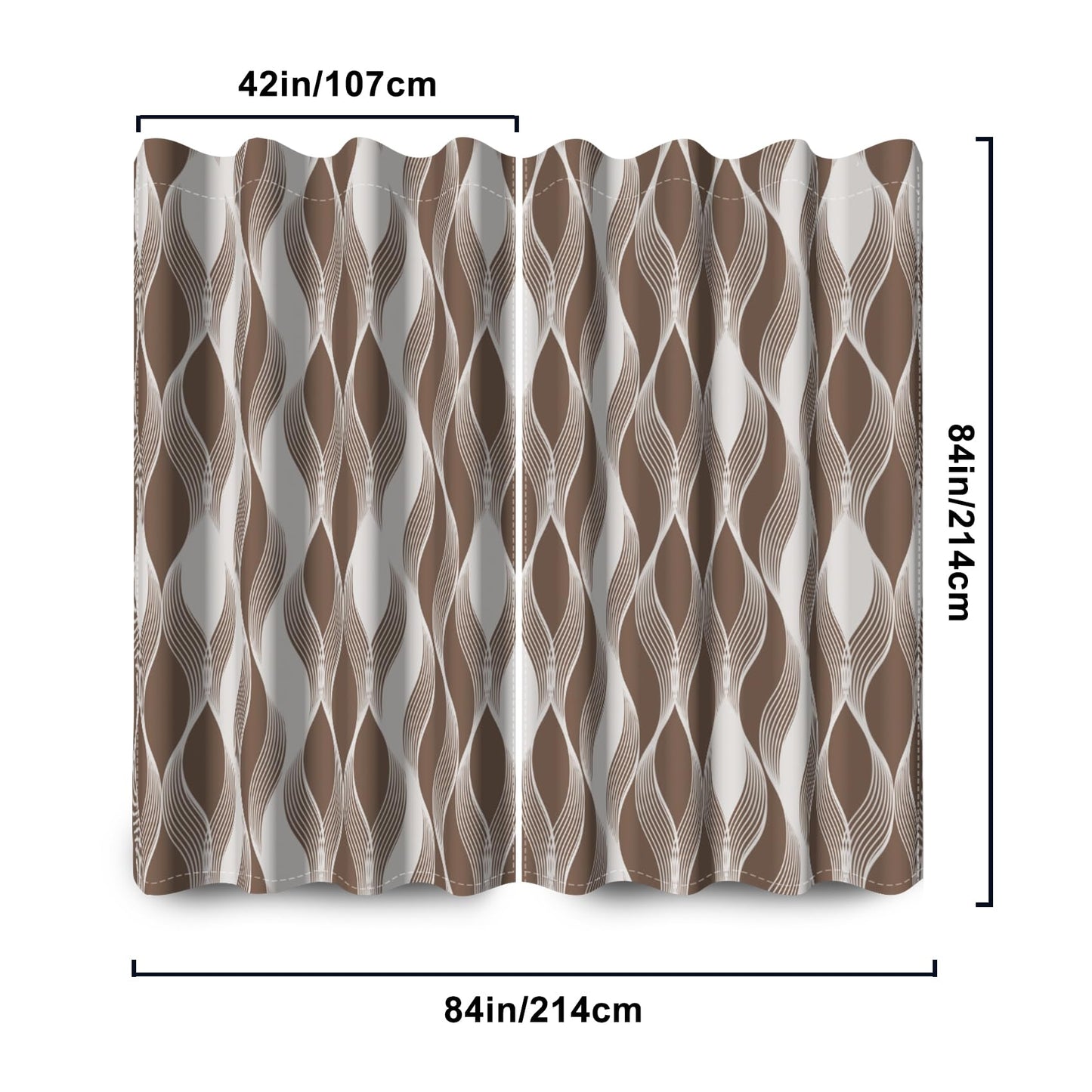 Yanutan Brown Stripe Blackout Curtains for Bedroom/Living Room,Brown Modern 2 Panels Sets Blackout Window Curtain,Minimalist Modern Ombre Thermal Insulated Printed Curtains with Grommet,42" Wx84 L