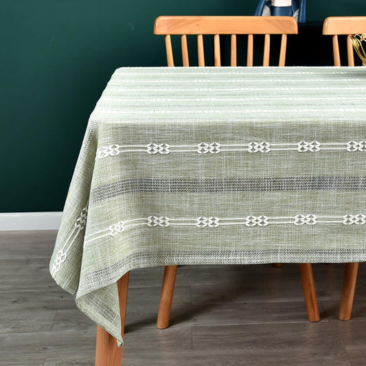 Yofori Heavy Duty Cotton Tablecloth for Square Table Sage Green Farmhouse Vintage Tablecloth Washable Rustic Table Cover (Sage Green, Rectangle, 52''x52'', 4 Seats)