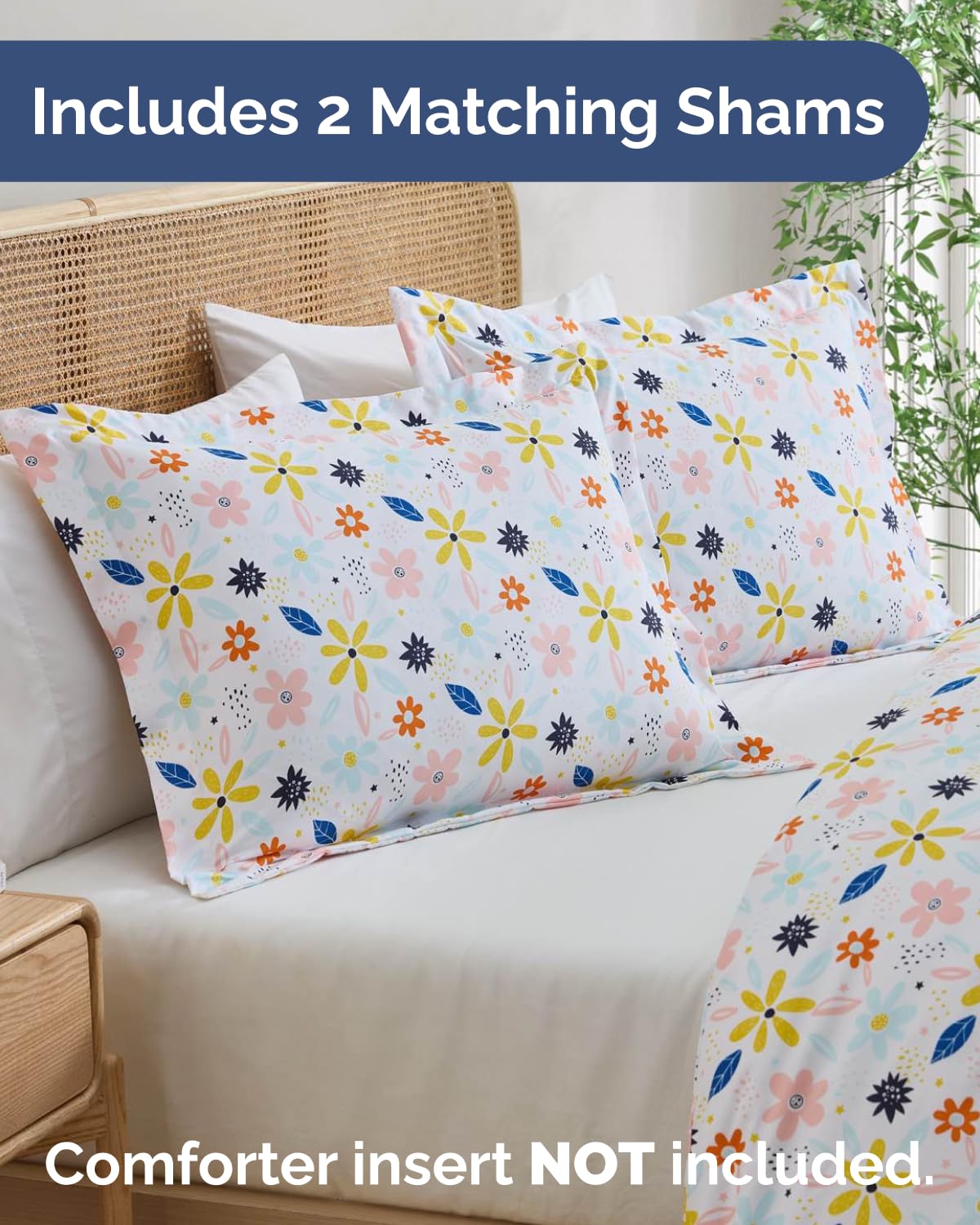 Duvet Cover Twin/TXL Size Set - Extra Soft Floral Duvet Cover 68 x 90 with 1 Pillow Sham - Comfy, Breathable Bedding Set - Hotel Luxury & Fade Free with Zipper Closures & Ties - Sunshine Floral
