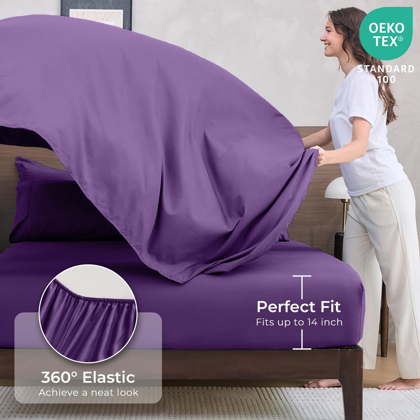 HEVUMYI Purple Queen Comforter Set - 7-Piece All Season Bed in a Bag Queen, Ultra Soft Bedding Set with Comforter, Flat Sheet, Fitted Sheet, Pillowcases, Pillow Shams