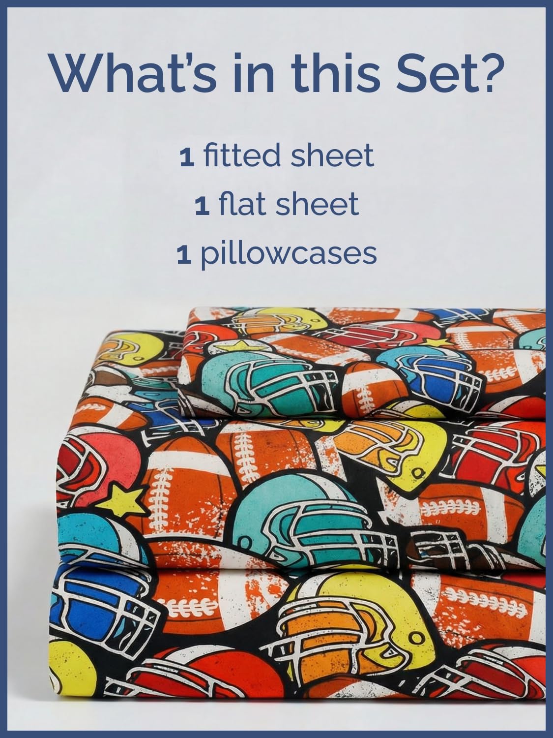 CGK Unlimited Kids All Star Helmets Twin 3 Piece Sheet Set - Boys, Girls, Teens, Toddler - Easy Fit Deep Pockets - Soft, Cooling & Breathable Sheets - Cozy, Fade and Wrinkle Free - Machine Washable