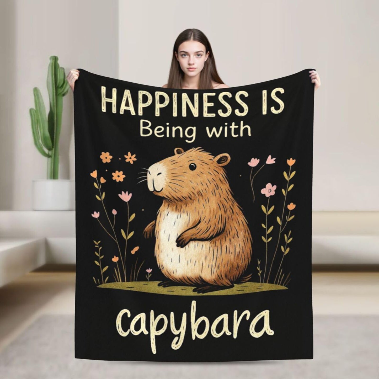Capybara Blanket Cute Capybara Throw Blanket Soft Warm Cozy Fleece Fuzzy Plush Flannel Blankets Gifts for Girls Women Boys Kids Adults 40"X50"