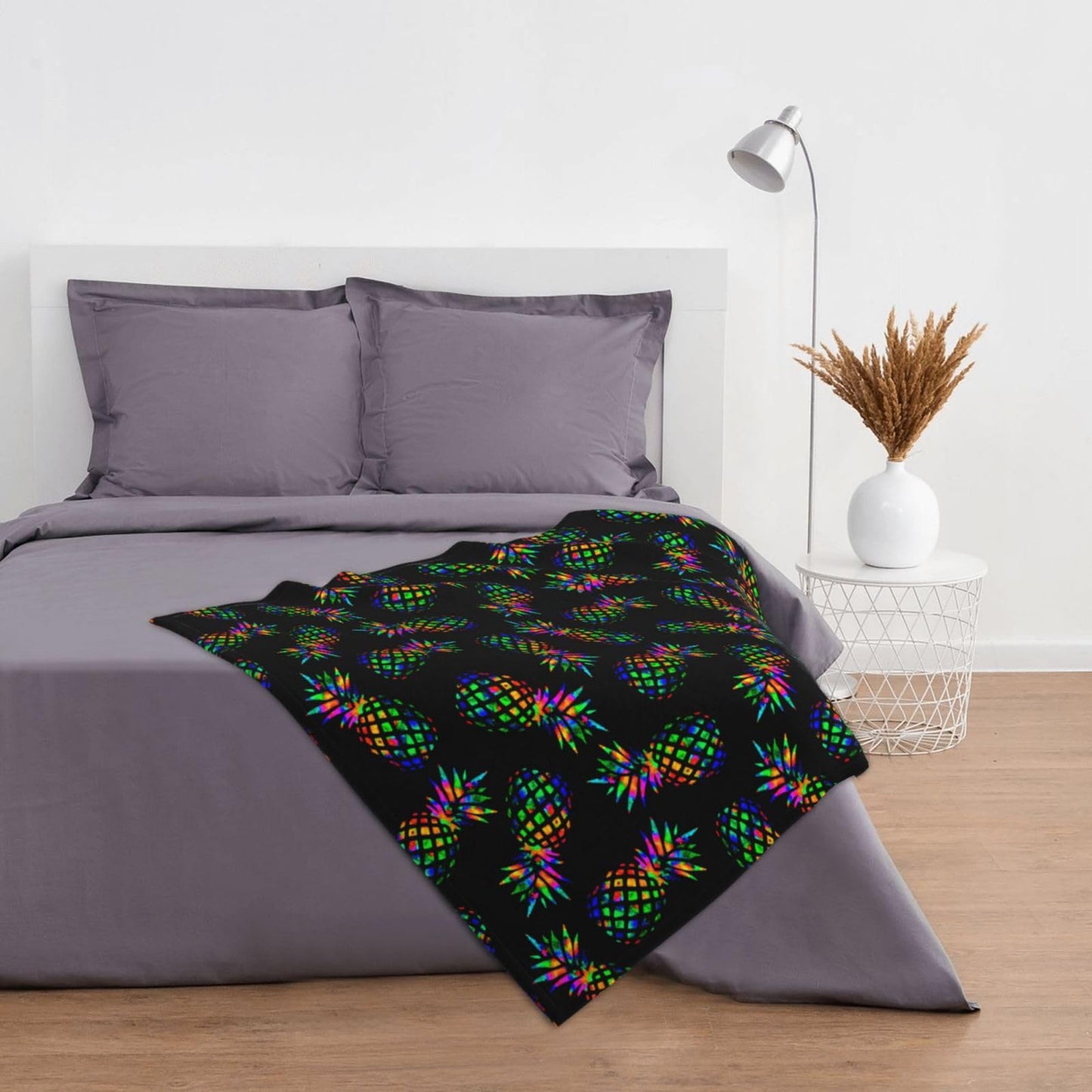 Tropical Pineapple Throw Blanket Gifts Soft Warm Fleece Blankets for Bed Chair Car Sofa Couch Bedroom 50 X40 Inch