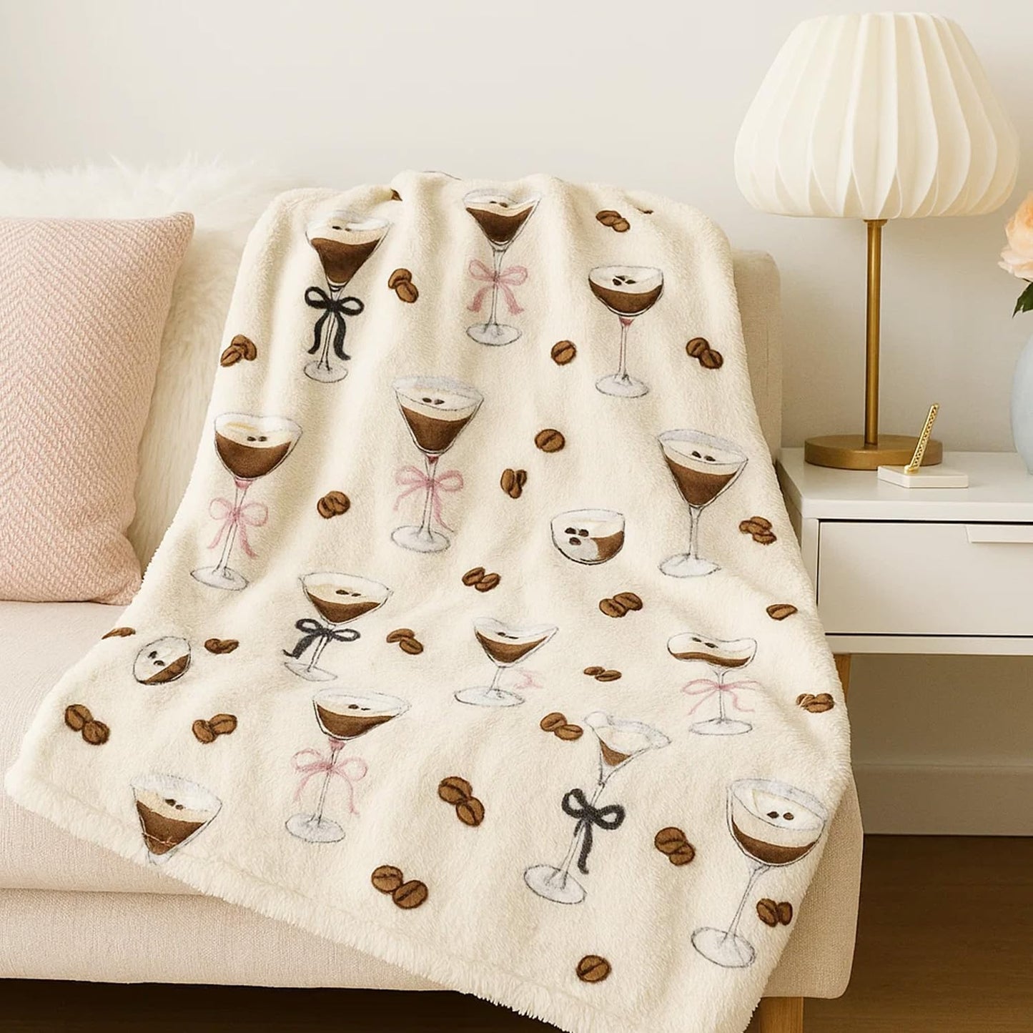 Wxiben Martini Bow Blanket Gifts - Tini Bit Older Birthday Flannel Blanket Brown Martini Cocktail Party Decorations for Women Bachelorette Tini Bar Party Bridal Shower Favors 60 x 50 Inches