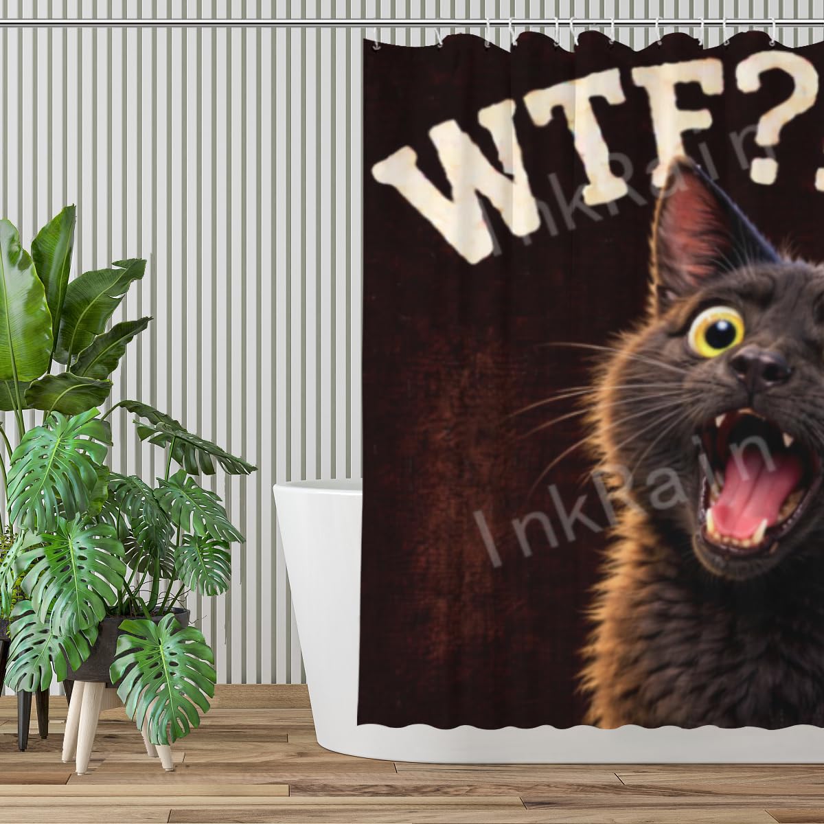 InkRain Black Cat Shower Curtain 72x72 Inch with 12 Hooks Cartoon Design Bathroom Curtain Waterproof Fabric Bath Curtain for Home Bathroom Decor