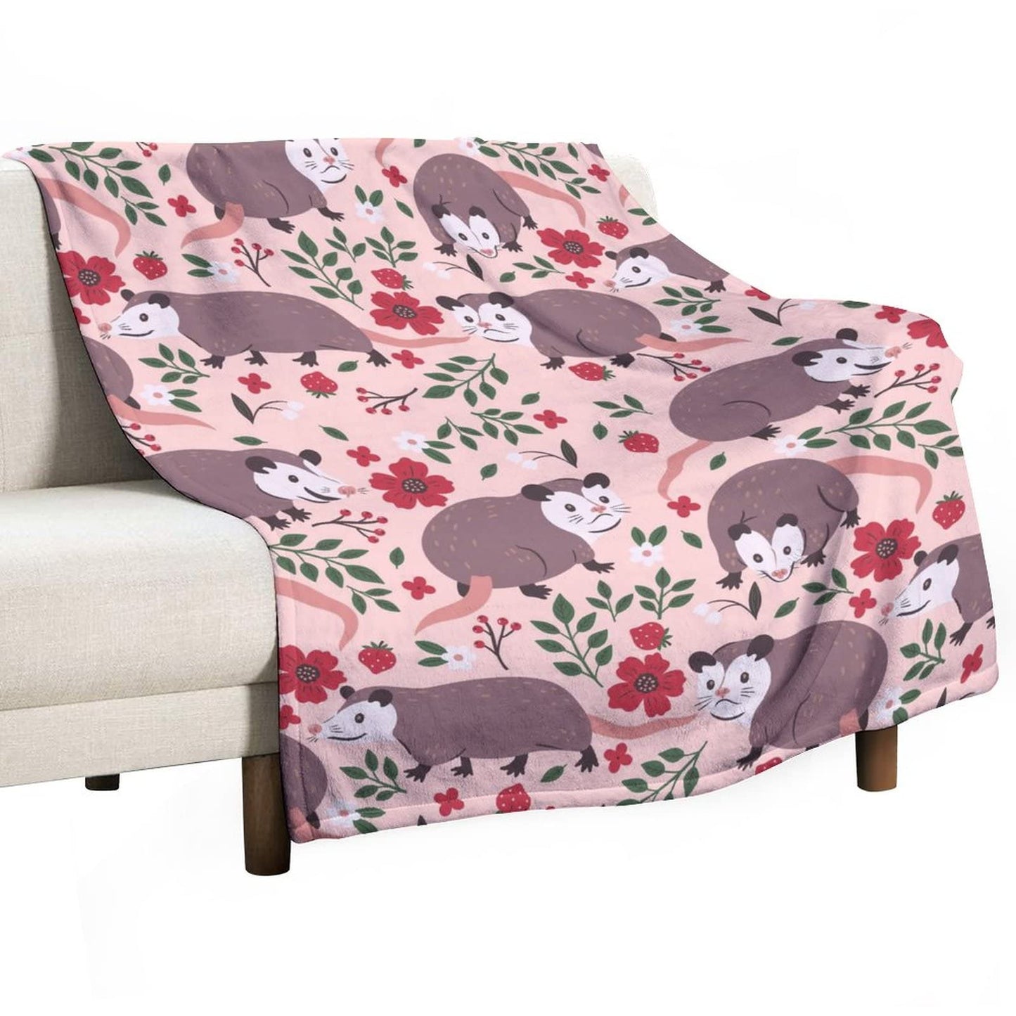 Possum Blanket Gifts, 60"x80" Funny Opossum Throw Blanket for Kids Adults, Lightweight, Plush, Soft, Cozy, Warm, Flannel Blankets for Bed Couch
