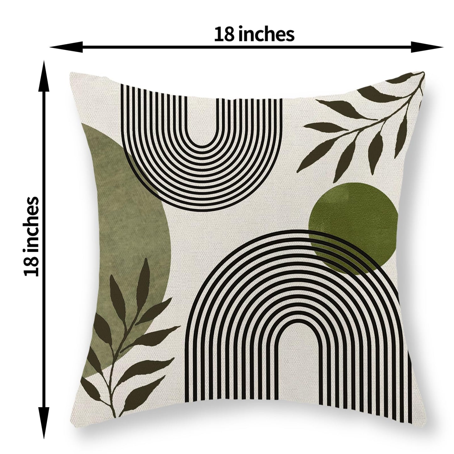 Boho Summer Pillow Covers 18x18 Inch 2 Pcs Sage Green Tropical Leaf Outdoor Decorative Throw Pillows, Mid Century Abstract Art Farmhouse Decor Pillowcase Linen Cushion Cover for Couch Sofa G-6