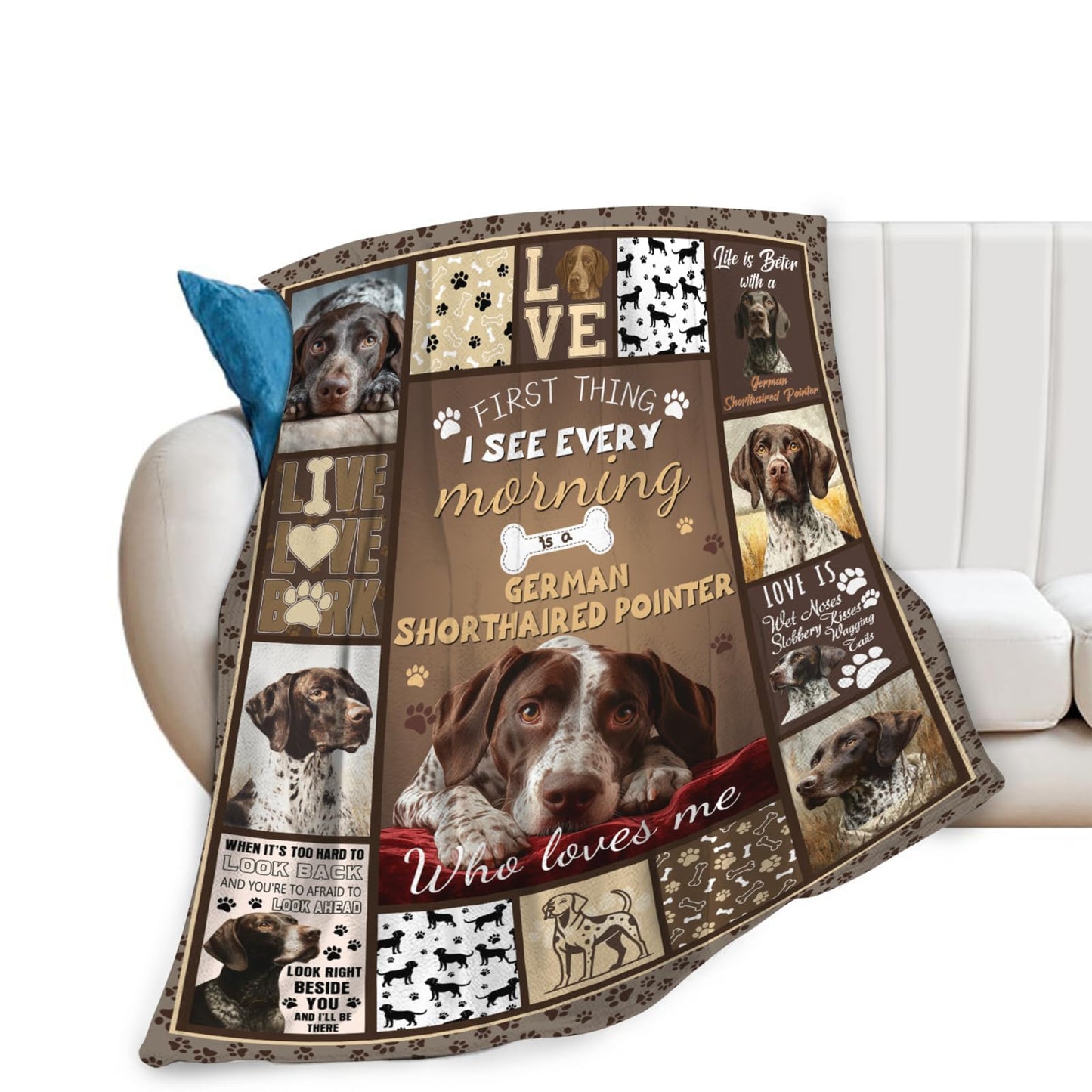 German Shorthaired Pointer Blanket Cozy Plush Dog Lovers Gifts Throw Blankets Animal Fuzzy Flannel Fleece for Girls Boys Women Men 50"X40"