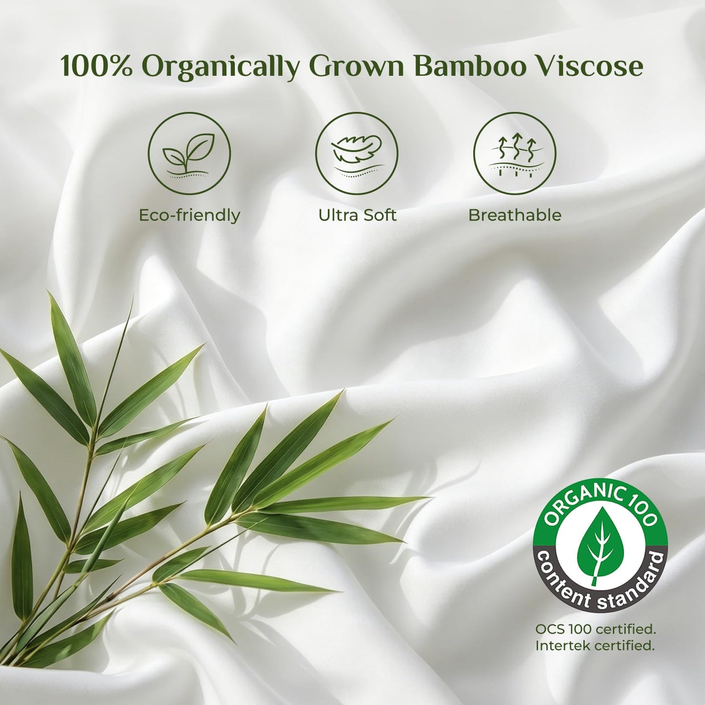 BEDELITE Bamboo Viscose Sheets - 100% Organically Grown, Up to 18" Deep Pocket Queen Sheet Set, All Round Elastic & Corner Straps, Luxury Silky Soft Cooling Sheets for Hot Sleepers, 4 Pieces, White