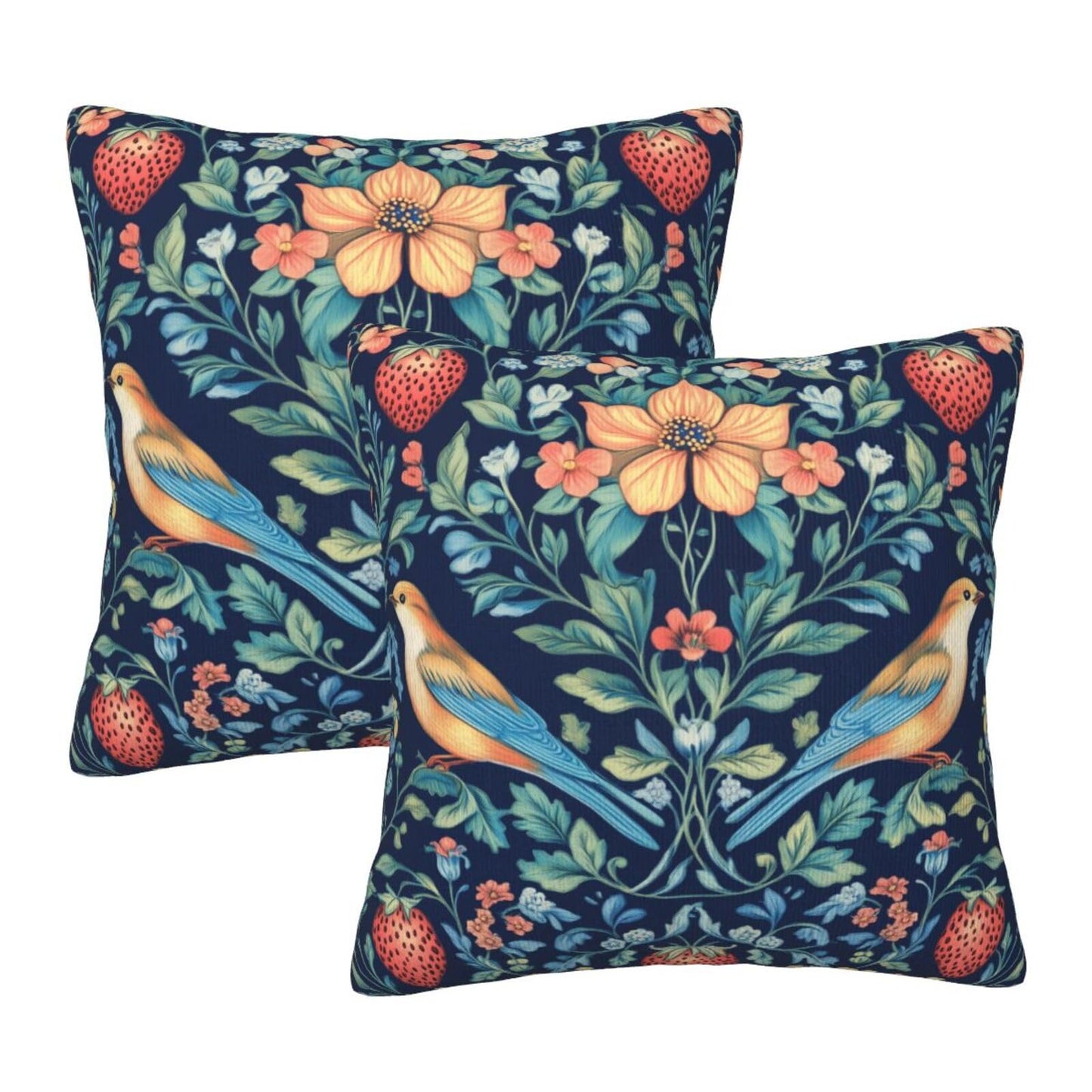 Droerfes Chinoiserie Blue Bird Throw Pillow Covers Set of 2 Couch Pillow Case Decoration Cushion Covers for Sofa Home Living Room Bedroom Outdoor 18X18 Inch