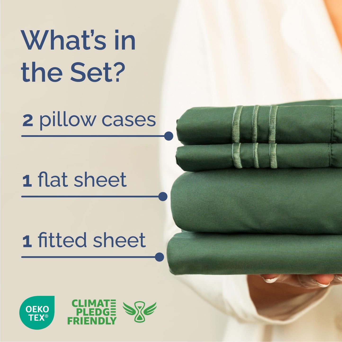 Queen Size 4 Piece Sheet Set - Comfy Breathable & Cooling Sheets - Hotel Luxury Bed Sheets for Women & Men - Deep Pockets, Easy-Fit, Soft & Wrinkle Free Sheets - Emerald Green Oeko-Tex Bed Sheet Set