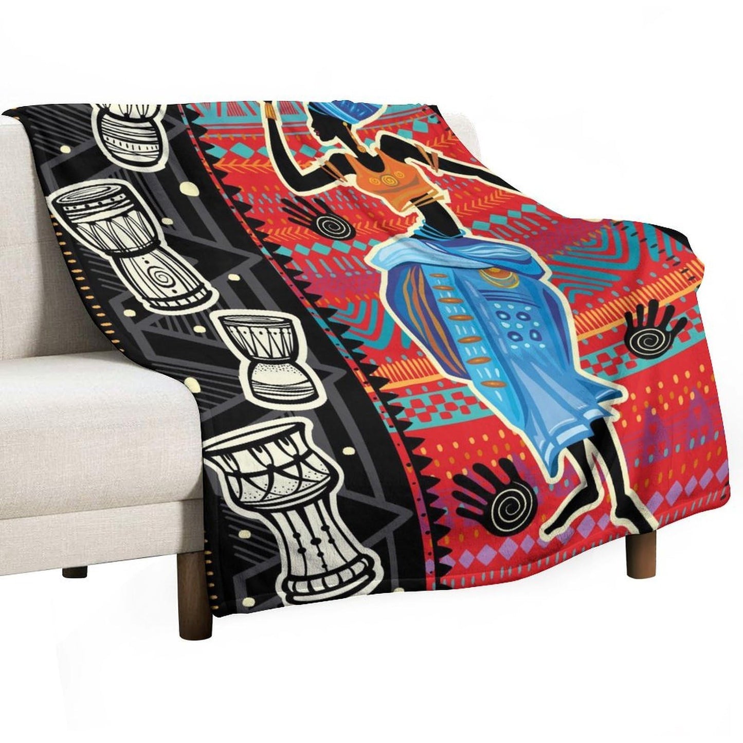 ZhiRain African Throw Blanket Black Woman Ancient Tribal Ethnic Bohemian Blanket for Sofa Bed Couch Chair Or Dorm 50"x60"