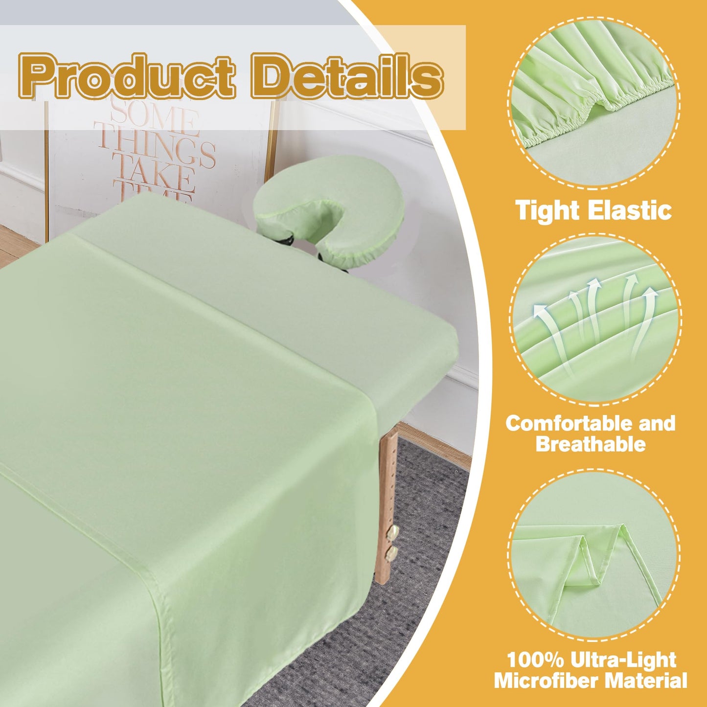 Microfiber Massage Table Sheets, 2 Sets, 3 Piece Reusable Massage Bed Cover per Set, Lash Bed Cover Soft, Light-Weight, Stain & Wrinkle Resistant for Spa Beauty Tattoos