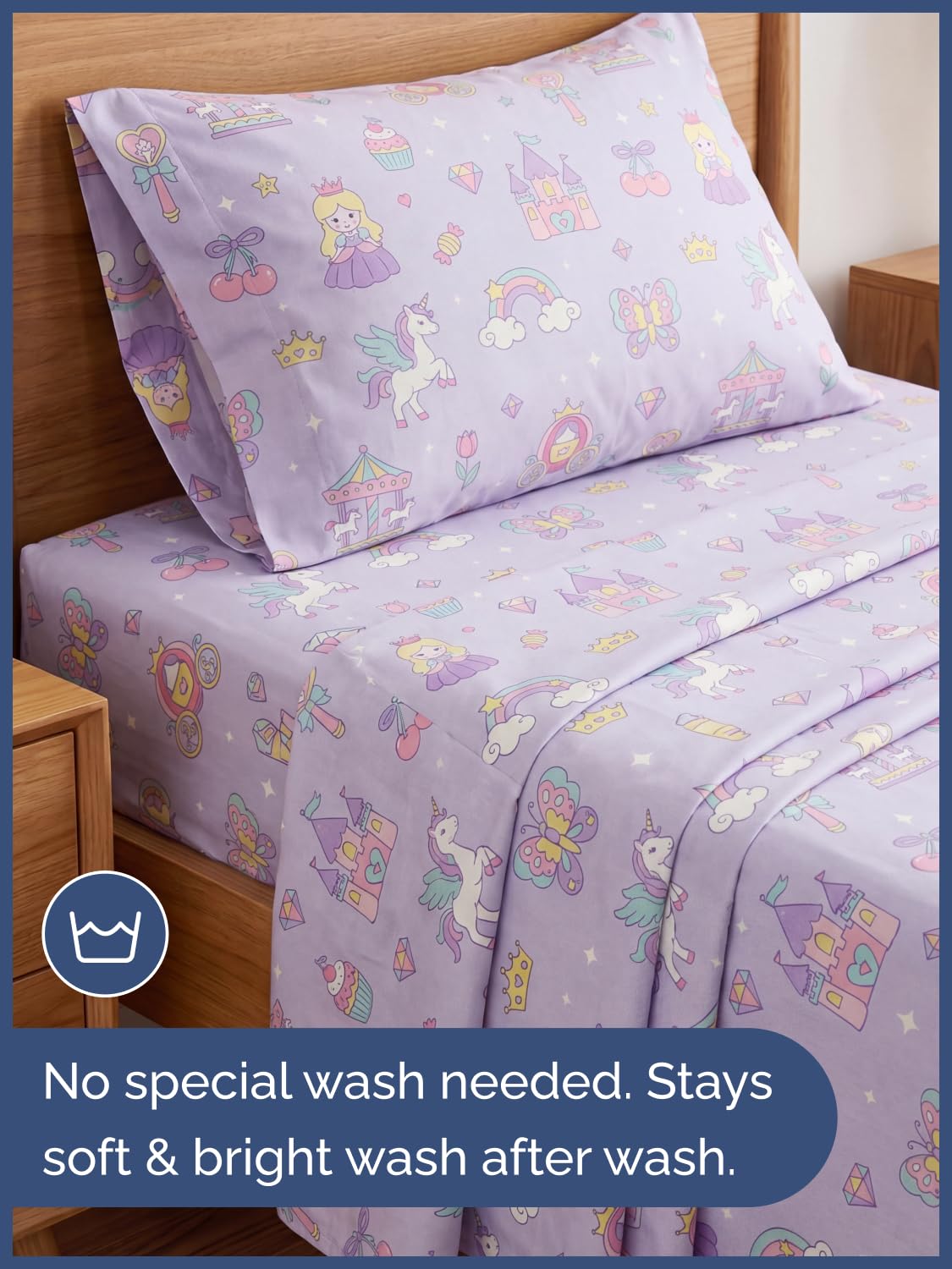 CGK Unlimited Kids Princess Dreamland Twin 3 Piece Sheet Set - Boys, Girls, Teens, Toddler - Easy Fit Deep Pockets - Soft, Cooling & Breathable Sheets - Cozy, Fade & Wrinkle Free - Machine Washable
