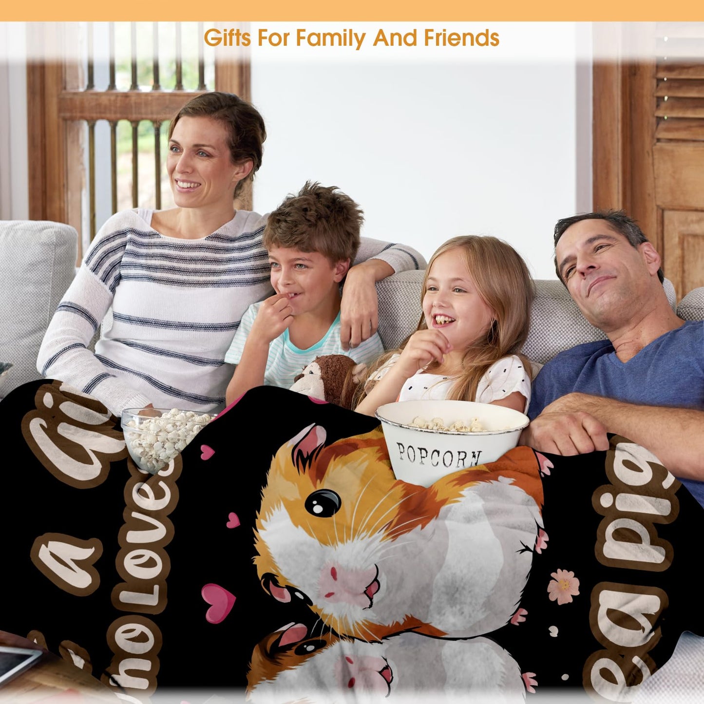 Hohoto Guinea Pigs Blanket Gifts for Women Kids Girls Boys Men Mom Wife Female Friends Birthday Christmas Halloween Easter Gift Decor Soft Plush Throw Blankets Black 50"x60"