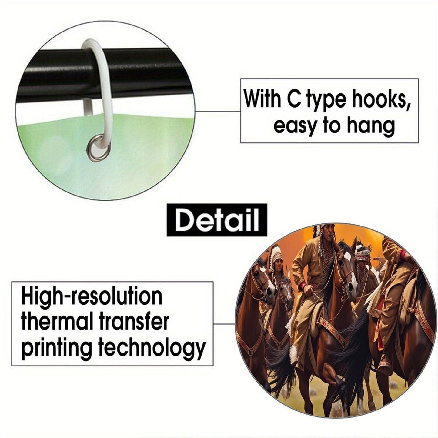 DGOGNFDNG Native American Horseback Riders Shower Curtain 71x71 Inches Waterproof and Bright Fabric Shower Curtains Bathroom Toilet Accessories Decor