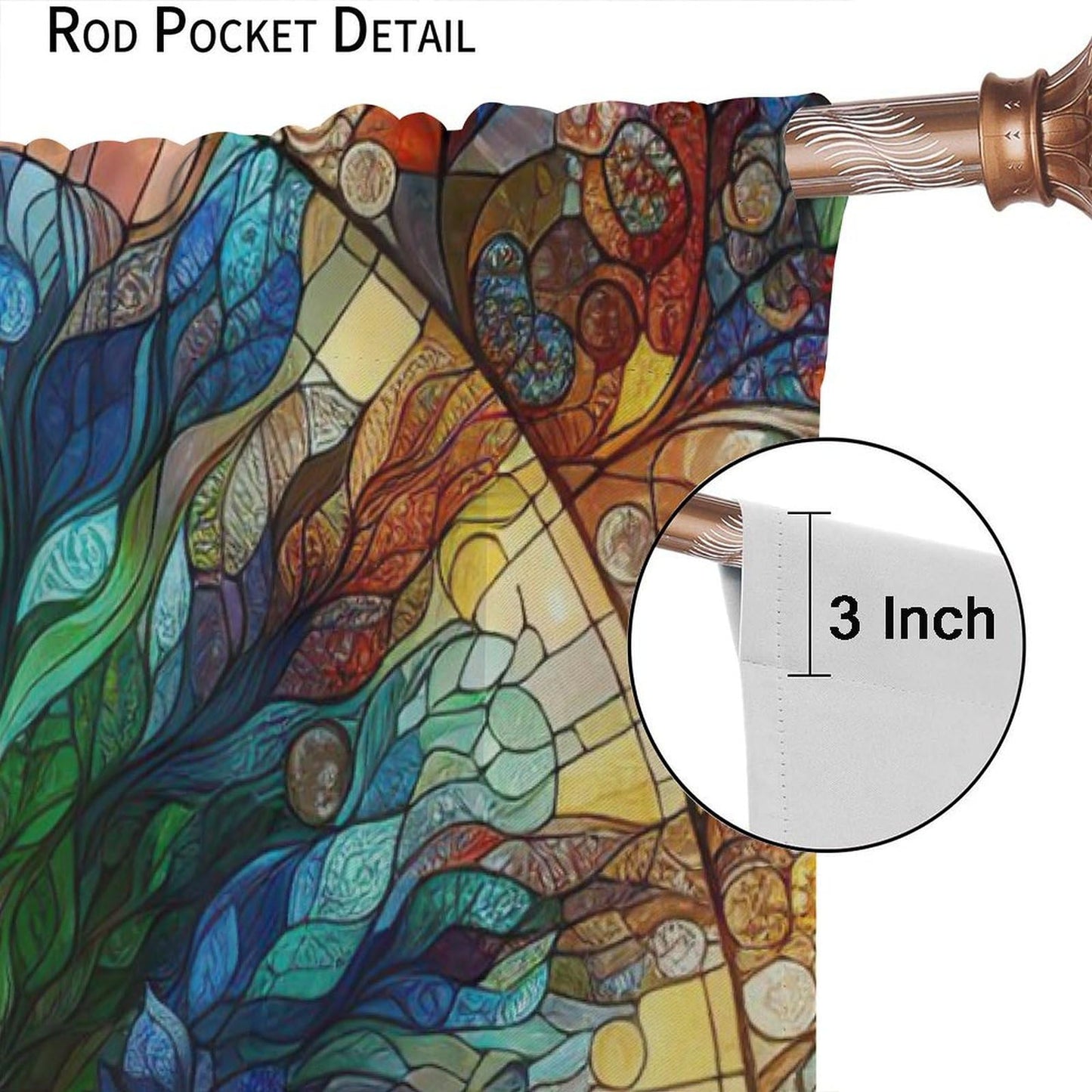 AuiMzoo Stained Glass Botanical Curtains, Tree of Life Glass Botanical Theme Printed Pattern, Decor Curtains for Bedroom Living Room42X45 Inch