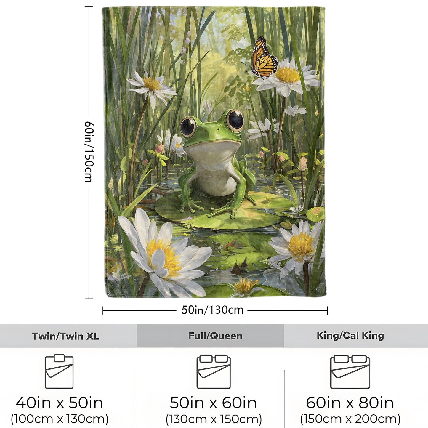 VOPNXLT Frog and Butterfly Blanket, Soft Cozy Lightweight Cute Realistic Green Frog Throw Blanket for Kids Women, Sofa Couch Bed 50x60 Inch Flannel Nature Blankets for Travel Decor Gifts
