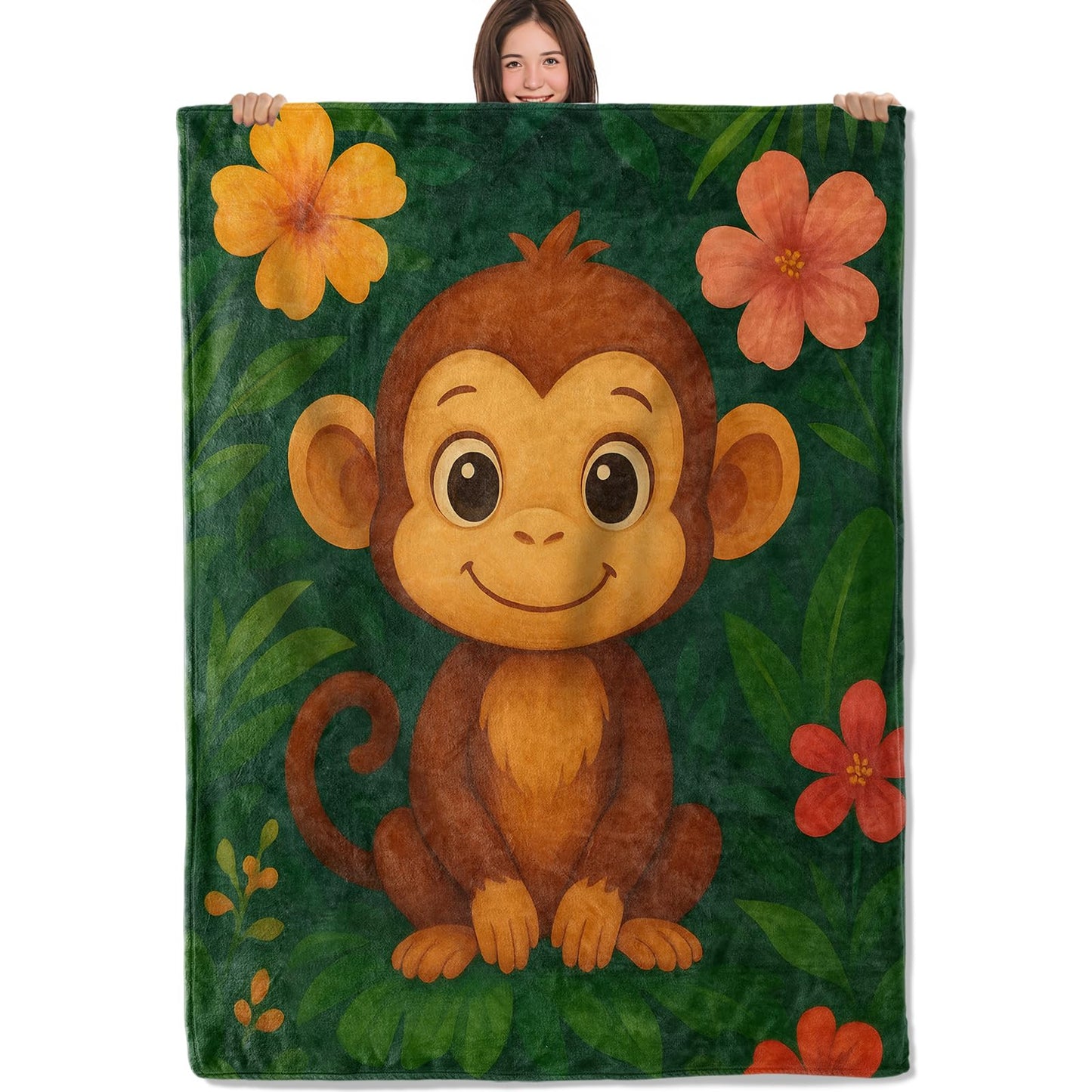 Playful Monkey Blanket Soft Lightweight Flannel Throw Blanket for Living Room Bedding Travel Home Decor Cozy 50x60 Inch Blankets Gifts for Adults Kids Women Men