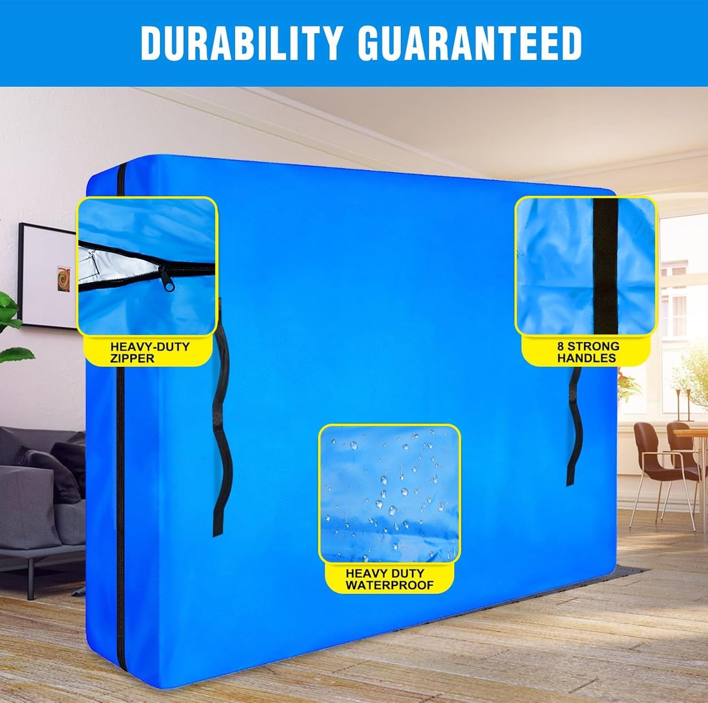 MorTime Mattress Bags for Moving and Storage, Zippered Mattress Storage Bag with 8 Strong Carrying Handles, Reusable Mattress Protector Cover Moving Supplies (Twin)