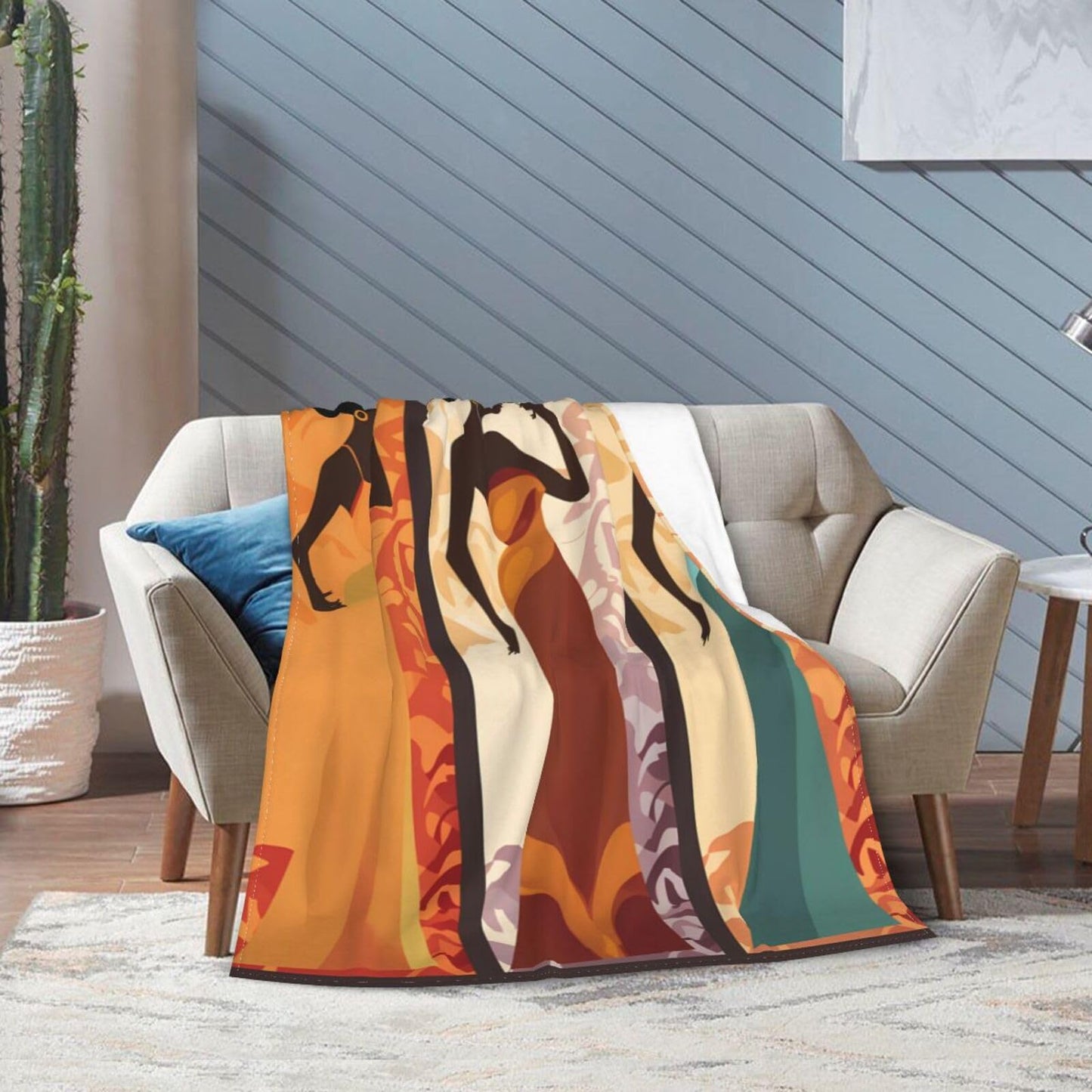 Ouqiuwa Black Women Throw Blanket African Girls Plush Microfiber Flannel Fleece Blanket 50"x40" for Bed Sofa Couch Camping Travel