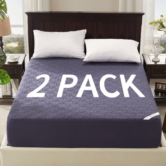 BEDLORE 2 Pack Waterproof Mattress Protector, Full Size Mattress Pad with Deep Pocket 6"-15" Depth, Soft Breathable Bed Mattress Cover for Bedroom, College Dorm (Navy Blue)