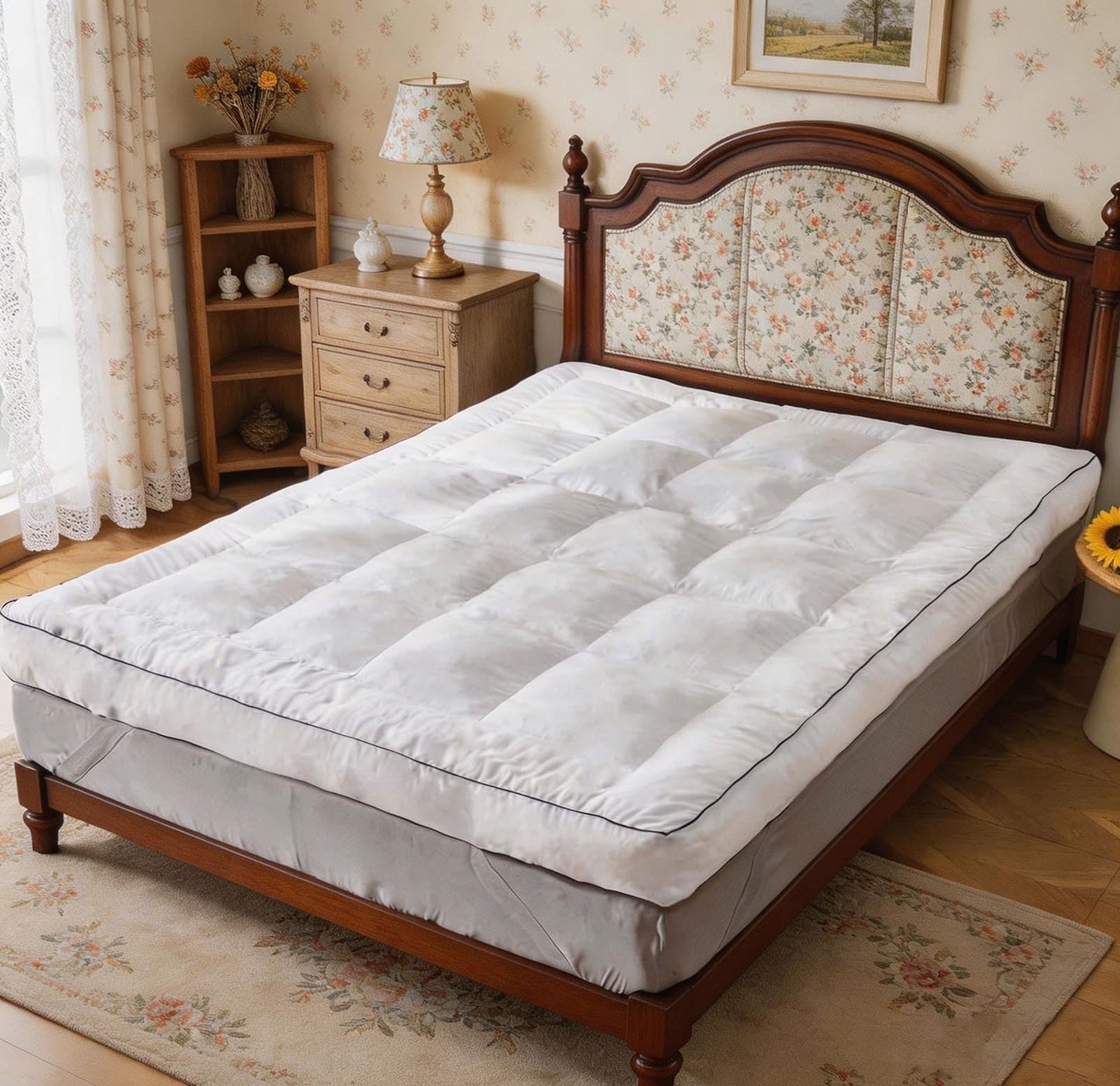 3 Inch Memory Foam Mattress Topper Queen for Back Pain Relief, Extra Thick Gel Memory Foam Bed Topper 4 Elastic Straps