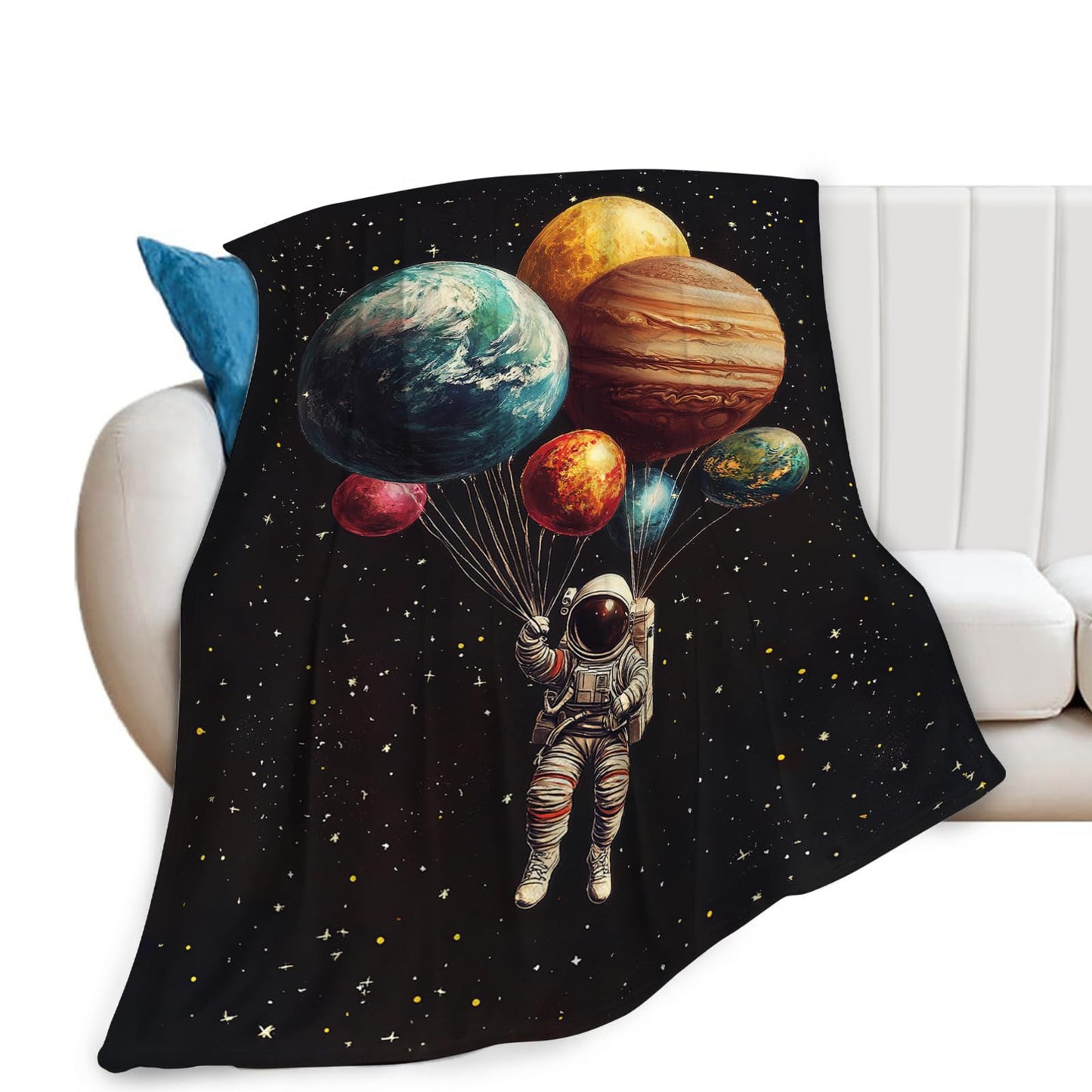 Space Blanket, Astronaut Throw Blanket, Astronaut Gifts, Galaxy Blankets, Space Stuff Fleece Flannel Plush for Men Women Girls Lovers Adults Soft Bedding for Sofa Office Home Decor 40"X50"