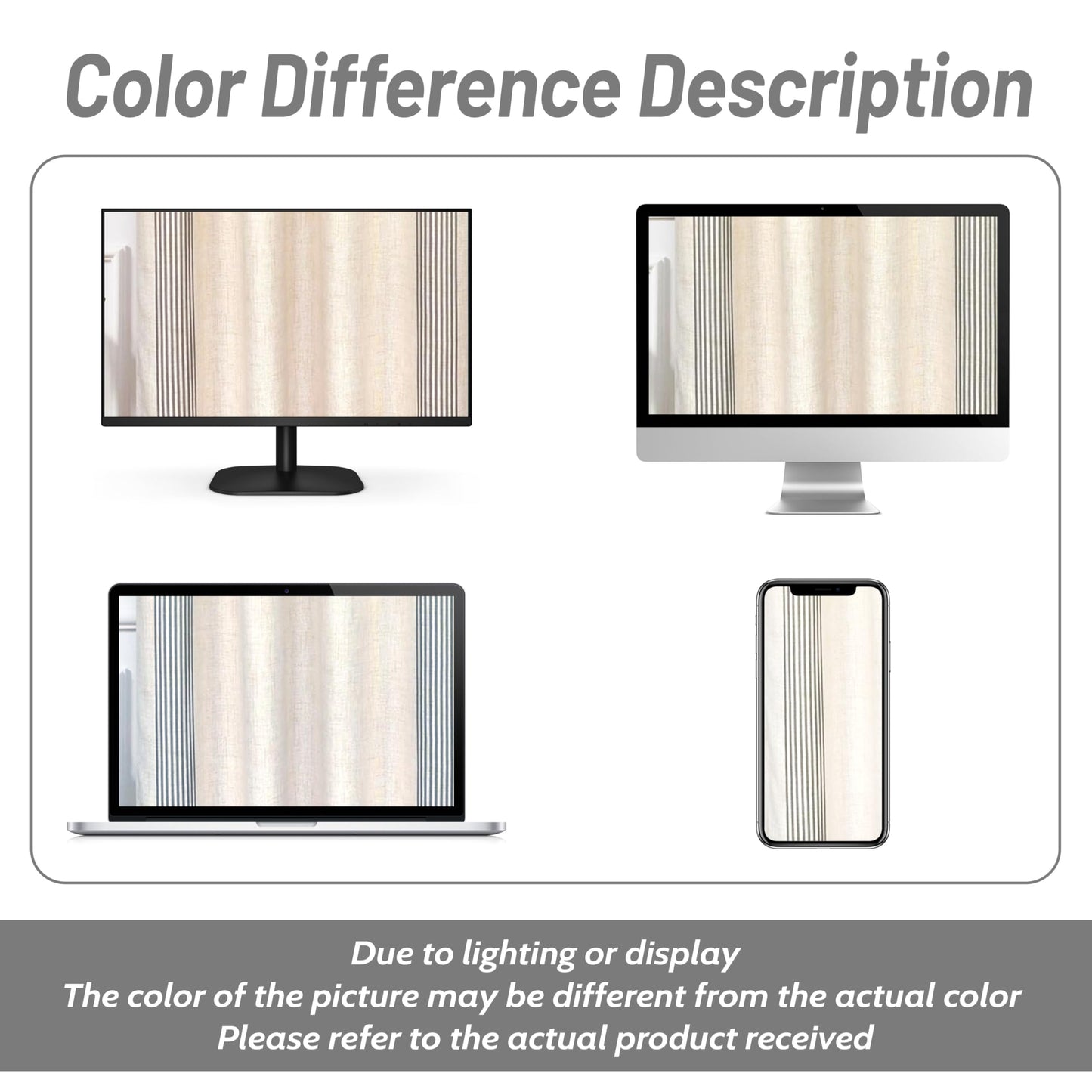 DriftAway Chris Linen Blackout Curtains with Thermal and Sound Reducing Layer 84 Inches Long for Bedroom Striped Printed Drapes Thermal Insulated Lined Window Treatments for Living Room Cabana Gray
