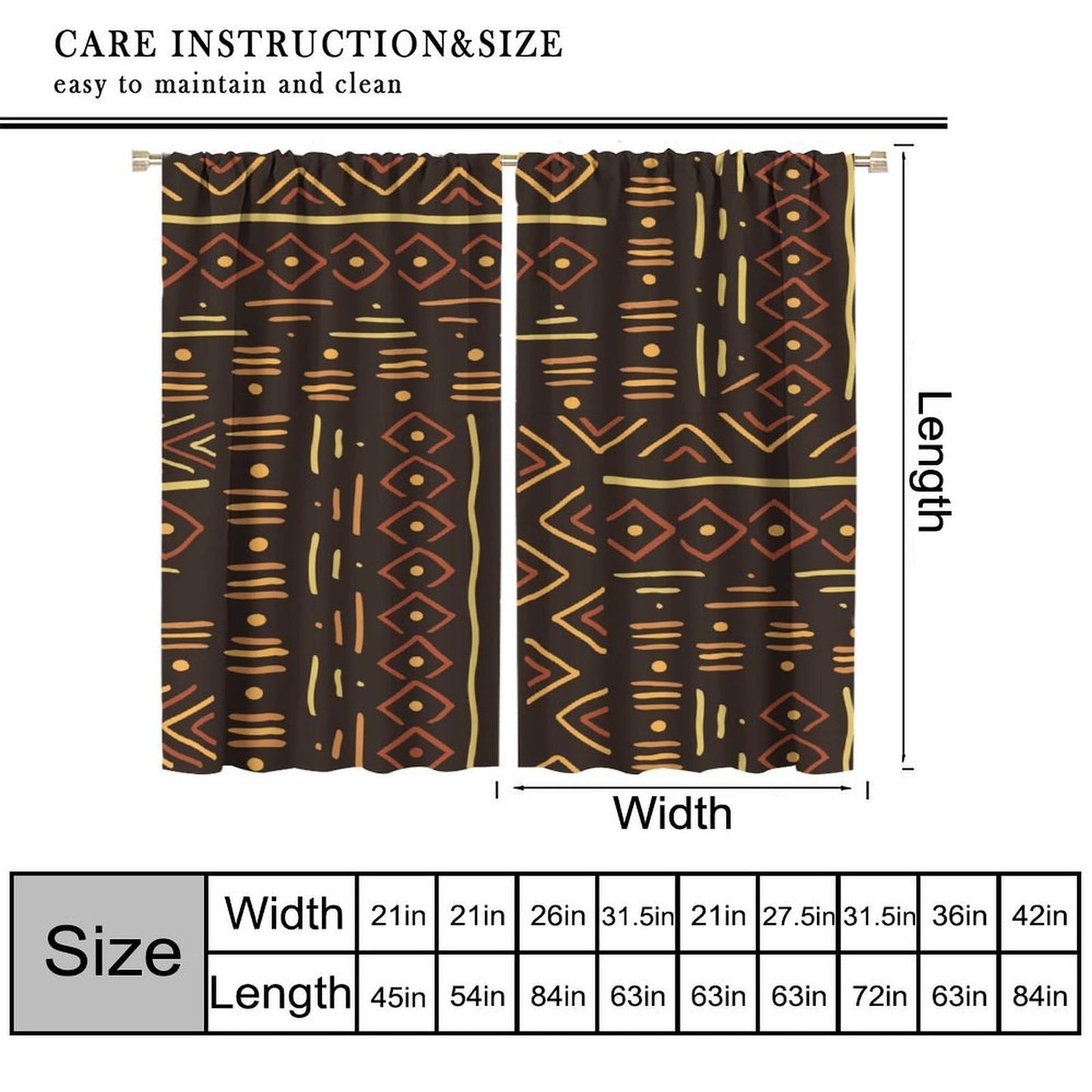 African Mask Woman Curtains Boho Ethnic Traditional African Traditional Ceremony Giraffe Silhouette Rod Pocket Window Treatments for Living Room Bedroom Kitchen 2 Panels 41" x 45"（No Blackout）
