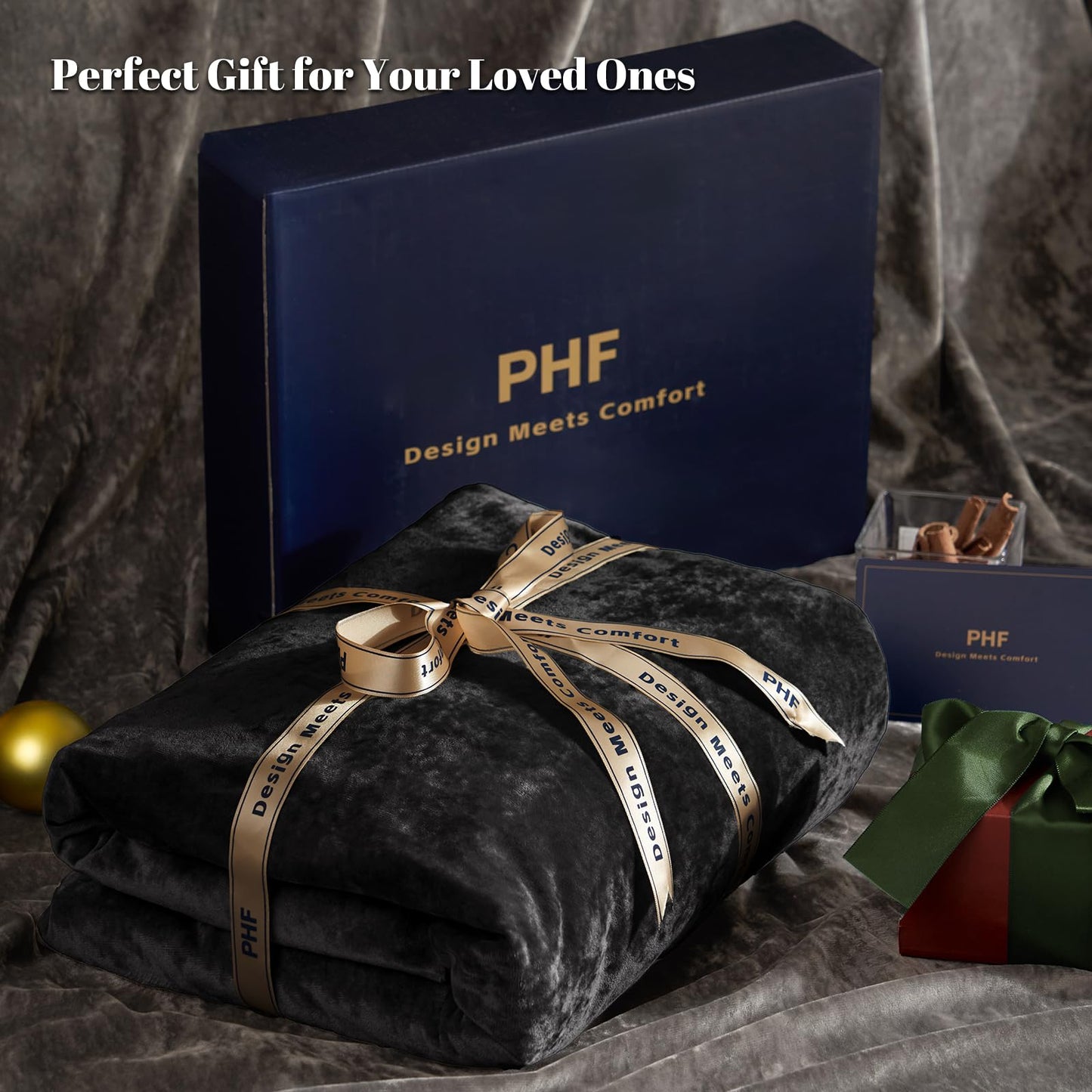 PHF Truly Velvet Fitted Sheet Only Queen Size, Luxury Super Soft Cozy Comfy Flannel Bottom Sheet with 15" Deep Pocket,Suitable for Fall Winter and Spring, No Pillowcases, Black