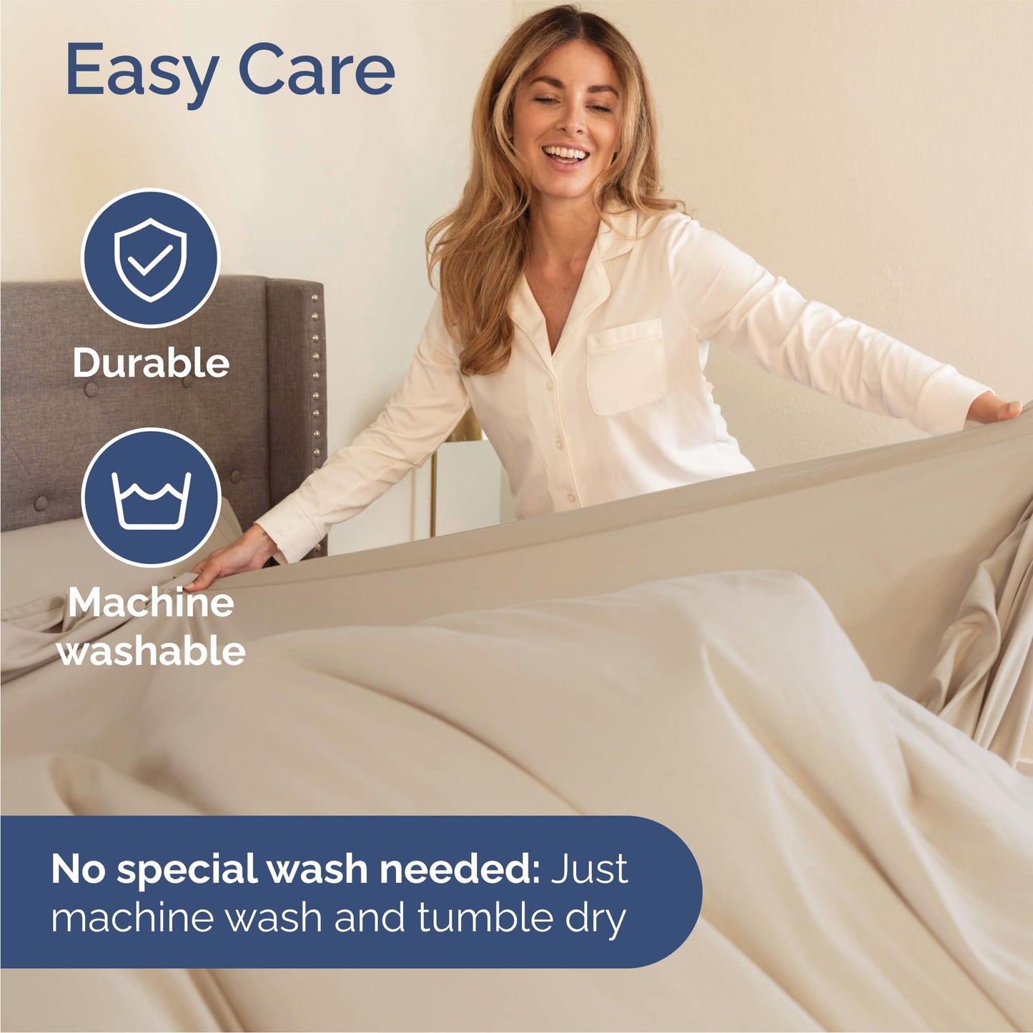 Queen Size 4 Piece Sheet Set - Comfy Breathable & Cooling Sheets - Hotel Luxury Bed Sheets for Women & Men - Deep Pockets, Easy-Fit, Extra Soft and Wrinkle Free Sheets - Wheat Oeko-Tex Bed Sheet Set