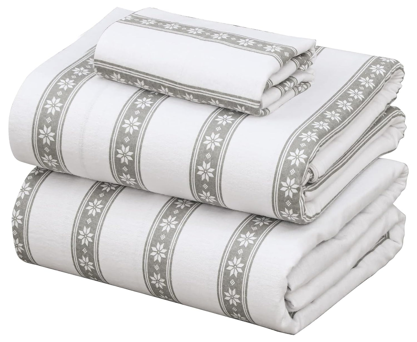 ZOYER Flannel Sheets Twin XL Size - 100% Cotton Double Brushed Twin XL Sheet Sets, Deep Pockets 16 Inches, All Seasons Breathable & Extra Soft Bed Sheets, Warm & Cozy, 3 Piece, Polar Brands