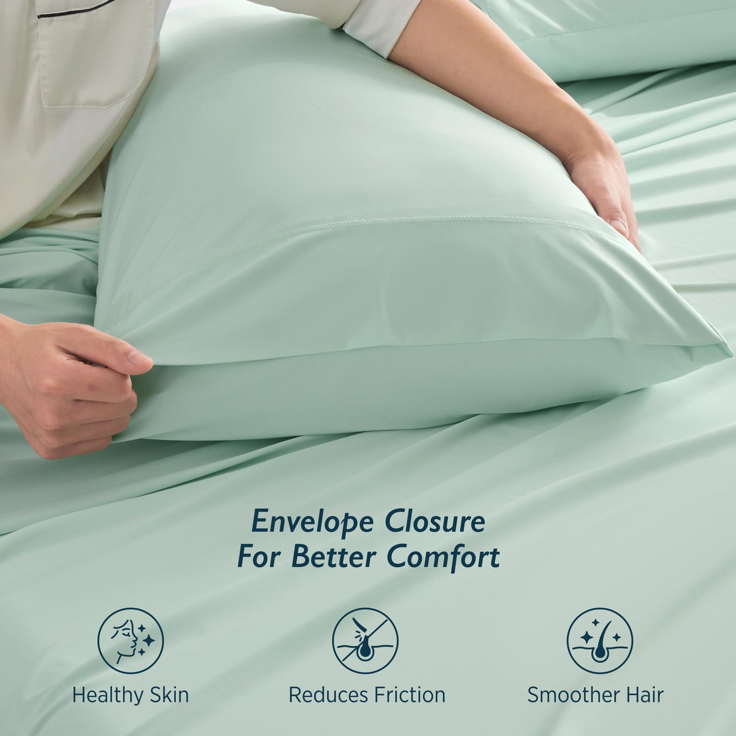 Breescape Cooling Pillow Cases King Size Set of 2, BlendTek™ Cooling Technology for Hot Sleepers & Night Sweats, Silky Soft Cool Pillowcases for Hair & Skin Care, 20" x 36", Mint Green