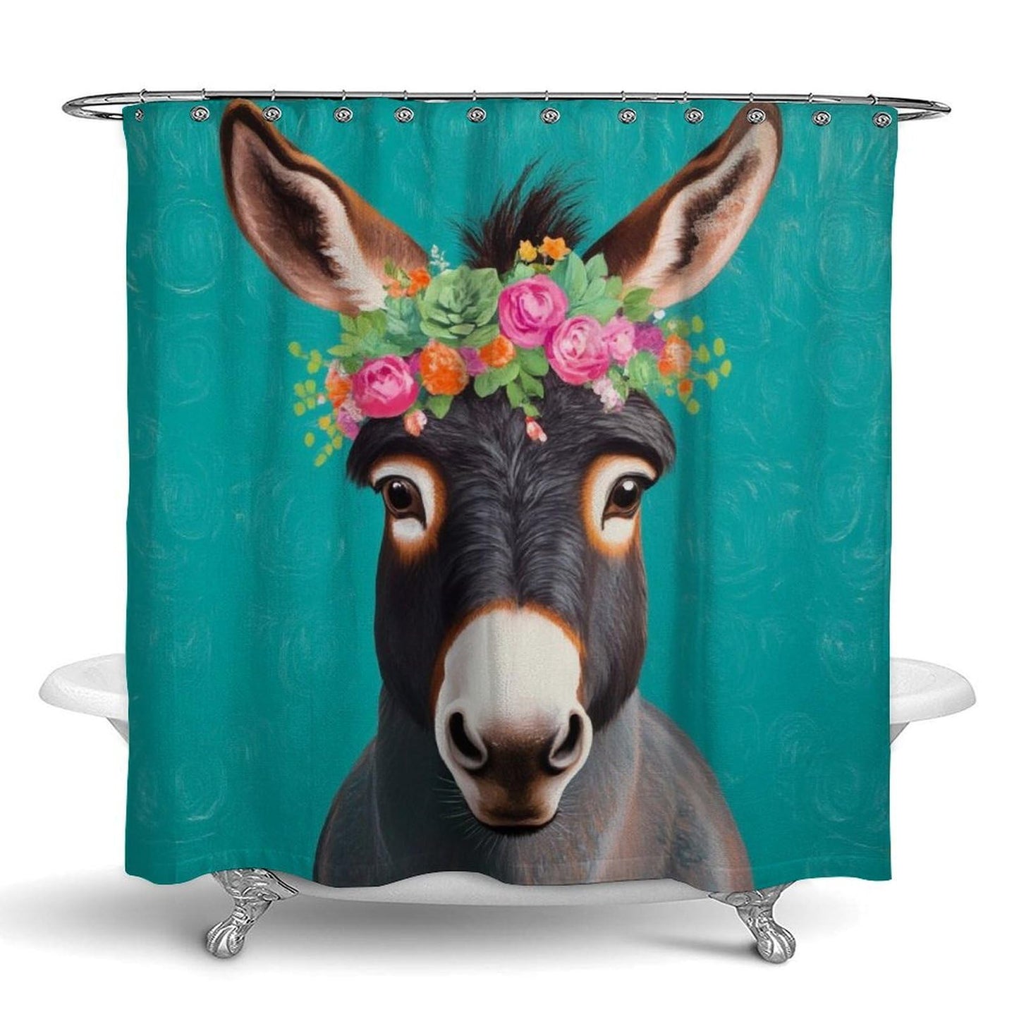 100% BLUE COLLAR Fashion Hotel Bathroom Decorative Shower Curtain with Hooks, Donkey Animals Waterproof Lightweight Shower Curtain