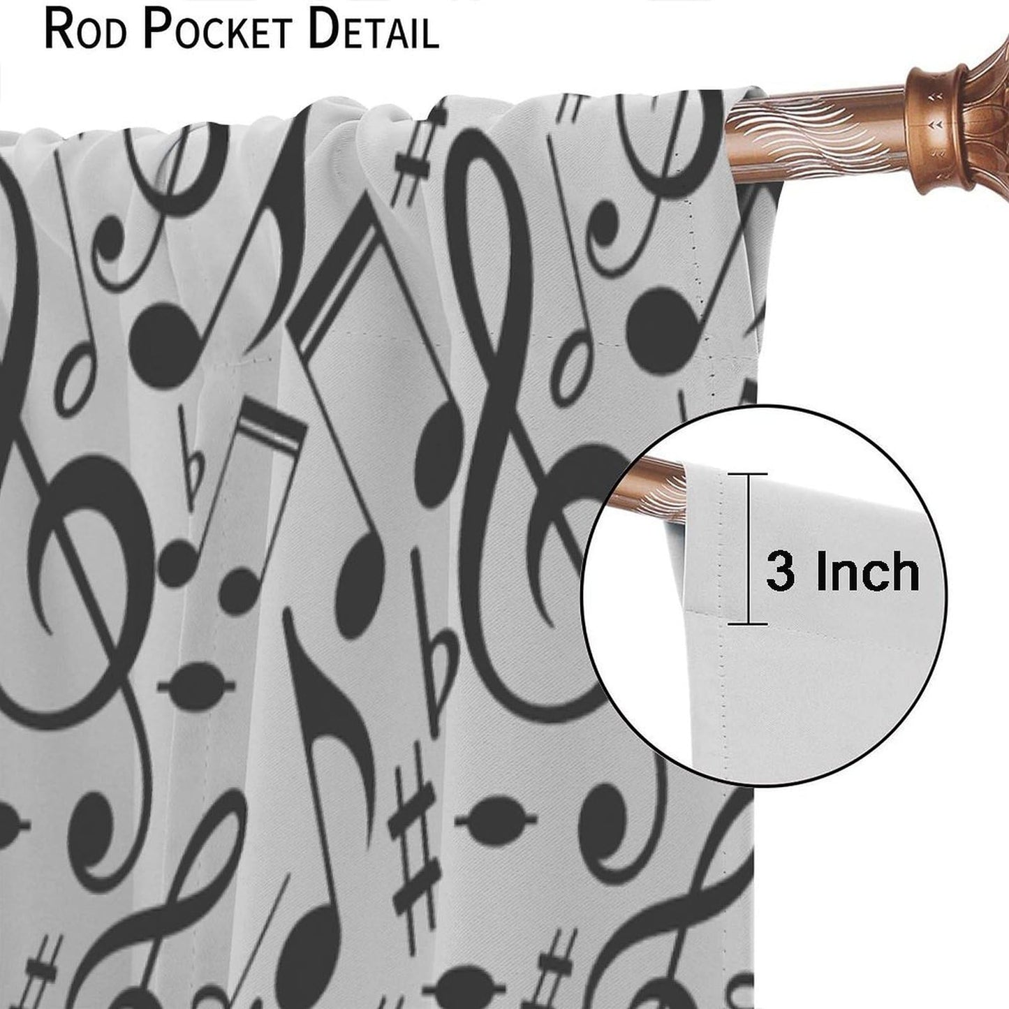 FAOTELY Music Curtains Sketchy Musical Notes and Melody Fine Arts Theme Pattern Blackout Window Drapes for Bedroom Living Room Kitchen Cafe Decor （W21xL45 Inch） x2 Decor