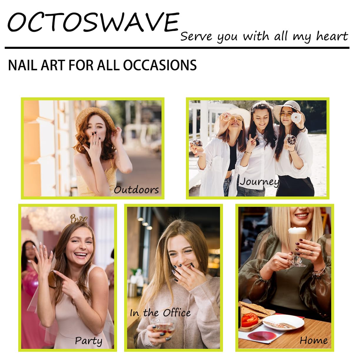 Octoswave Long Almond Press on Nails with 3D Bow, Spiral & Rhinestone Accents – Vibrant Acrylic Fake Nails for Women, Perfect for Parties, Weddings, Holidays & Daily Glam (30Pcs)
