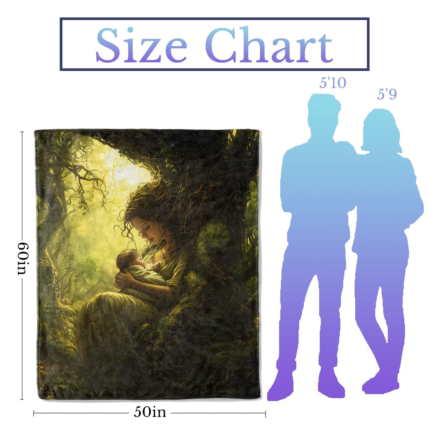CUEBOS Tree of Life Flannel Throw Blanket 50x60 Inch, Enchanted Forest Earth Mother Scene Blankets Soft Cozy Fleece Throws for Women Nature Lover Bed Sofa Dorm Living Room Home Decor Gifts