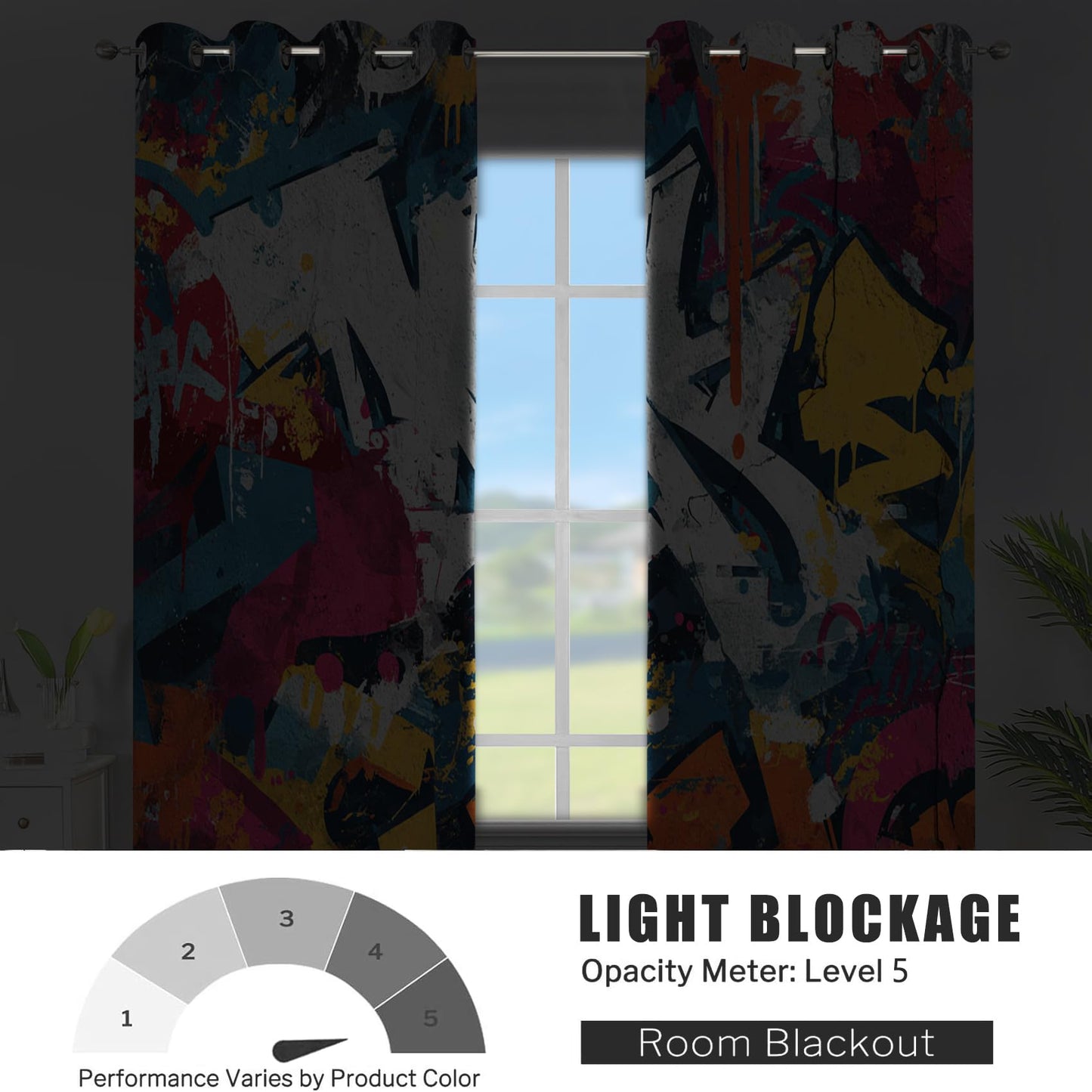 Colorful Graffiti Curtains for Living Room Abstract Modern