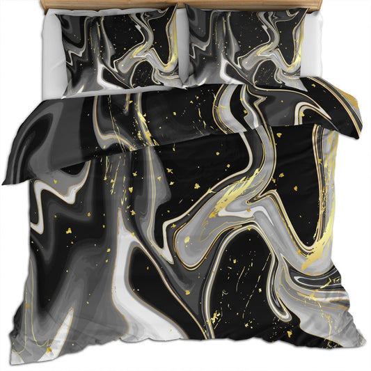 PAISUOQ Marble Duvet Cover Queen Size - Abstract Marble Home Decor & Gifts, 3 Piece Back to School Dorm Bedding, Easy Care Microfiber Comforter Cover & Pillowcases, Fluid Textures