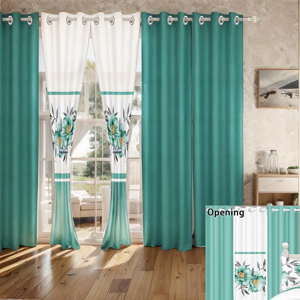 CozyCreatures Vintage Boho Olive Green King Light Comforter Set, 9-Piece Bed in a Bag with Curtains, Brushed Microfiber Bedspread Set with Matching Curtains for Master Bedroom, Machine Washable