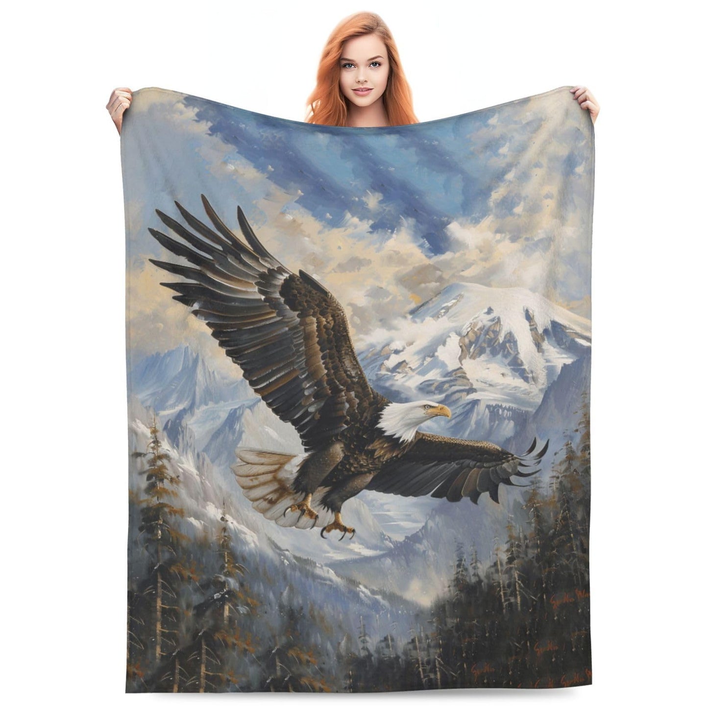 SweetFox Bald Eagle Blanket American Eagle Decor Throw Blanket Gifts for Girls Boys Super Warm Soft Plush Lightweight Fleece Flannel Winter Couch Bedding Blankets for Kids Adults Women Men 50"X40"