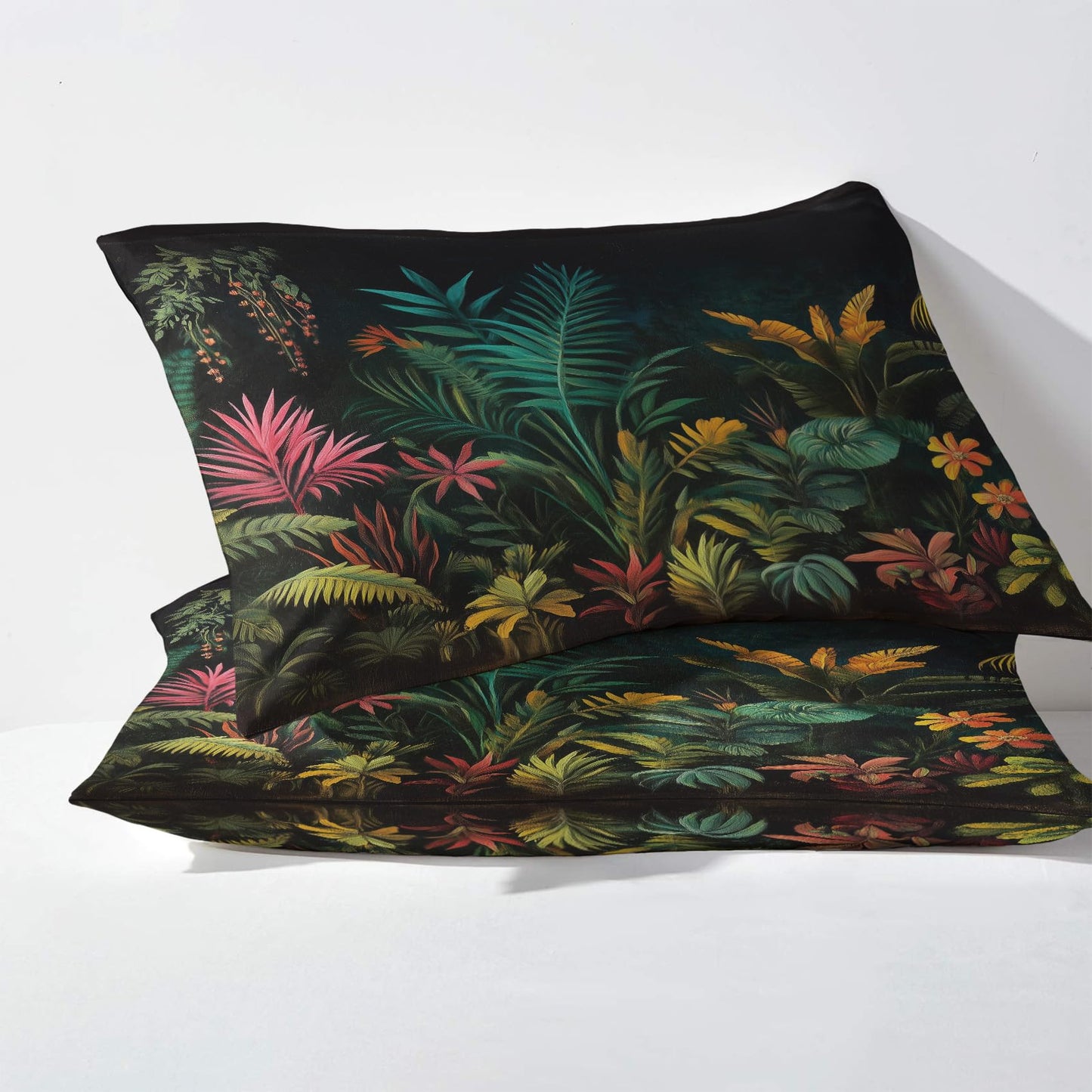 NOGAWA Tropical Leaf Sheets Queen, Flower Floral Leaves Bed Sheets, Deep Pocket & Soft Microfiber Bedding Sheets & Pillowcases 4 Piece - Fitted Sheet & Flat Sheet & 2 Pillow Cases