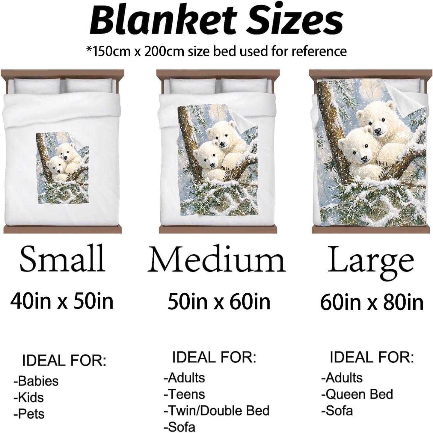 Kibue Adorable Polar Bear Blanket - Lightweight, Soft & Cozy Flannel Plush Throw Blanket for Travel, Sofa, Bedroom, Office - Warm Decor for Adults Kids Women 60"×50"