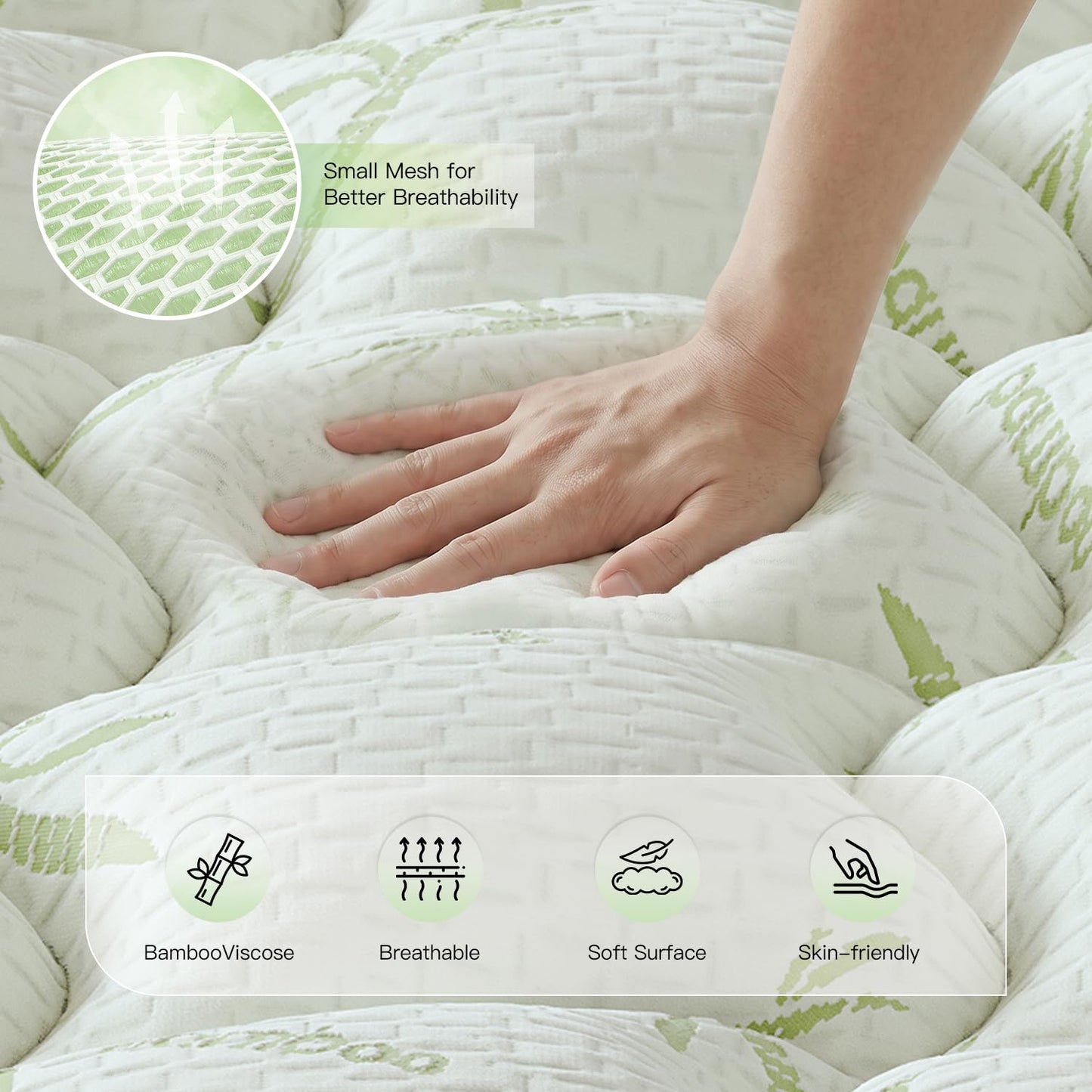 HomKdom Queen Mattress Topper, Cooling Mattress Topper for Back Pain Relief, 65% Polyester, 35% Viscose Derived from Bamboo, Cooling for Hot Sleepers & Night Sweats, 1200 GSM Down Alternative Fill