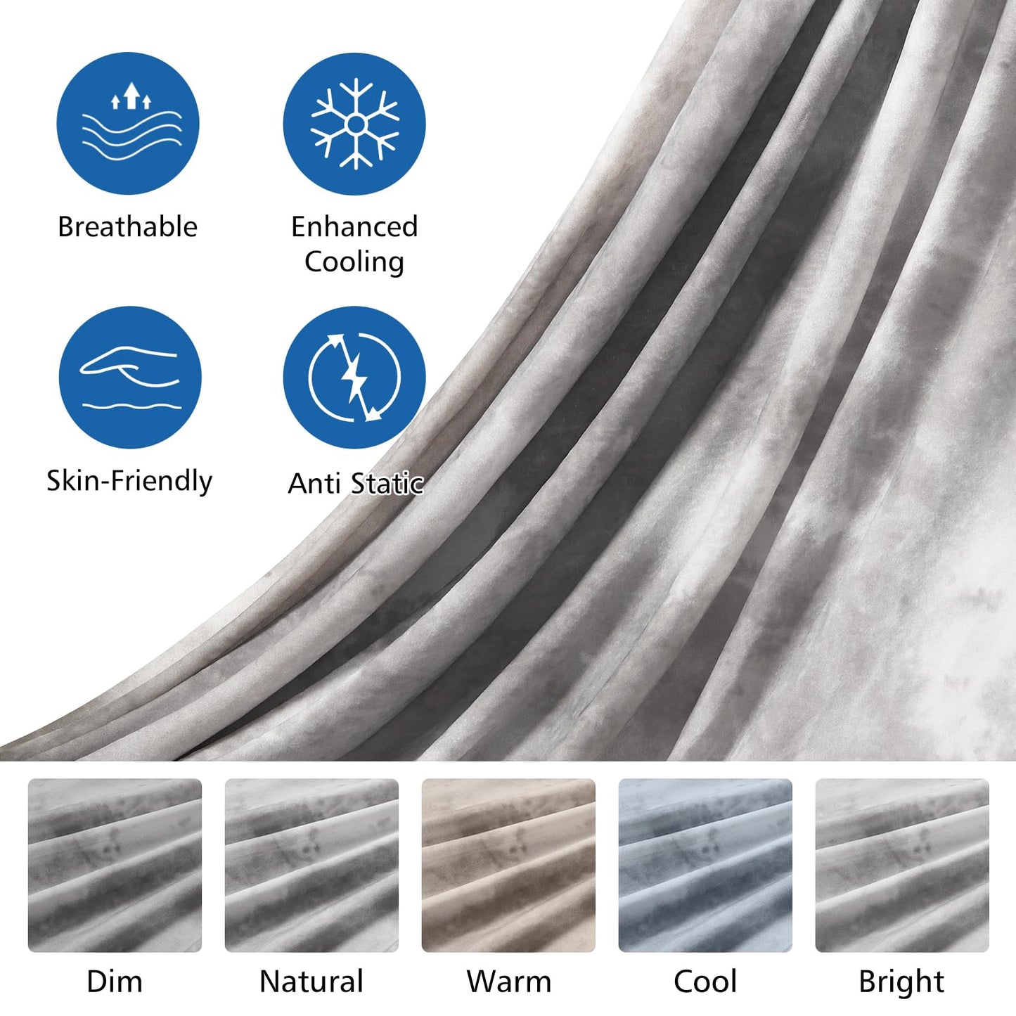 EMME Cooling Blanket Twin Size (60"x80") for Hot Sleepers, Arc-Chill Q-Max 0.45 Cool Fiber, Lightweight Summer Blanket for Night Sweats Relief, Ultra Breathable for Travel Outdoor, Grey