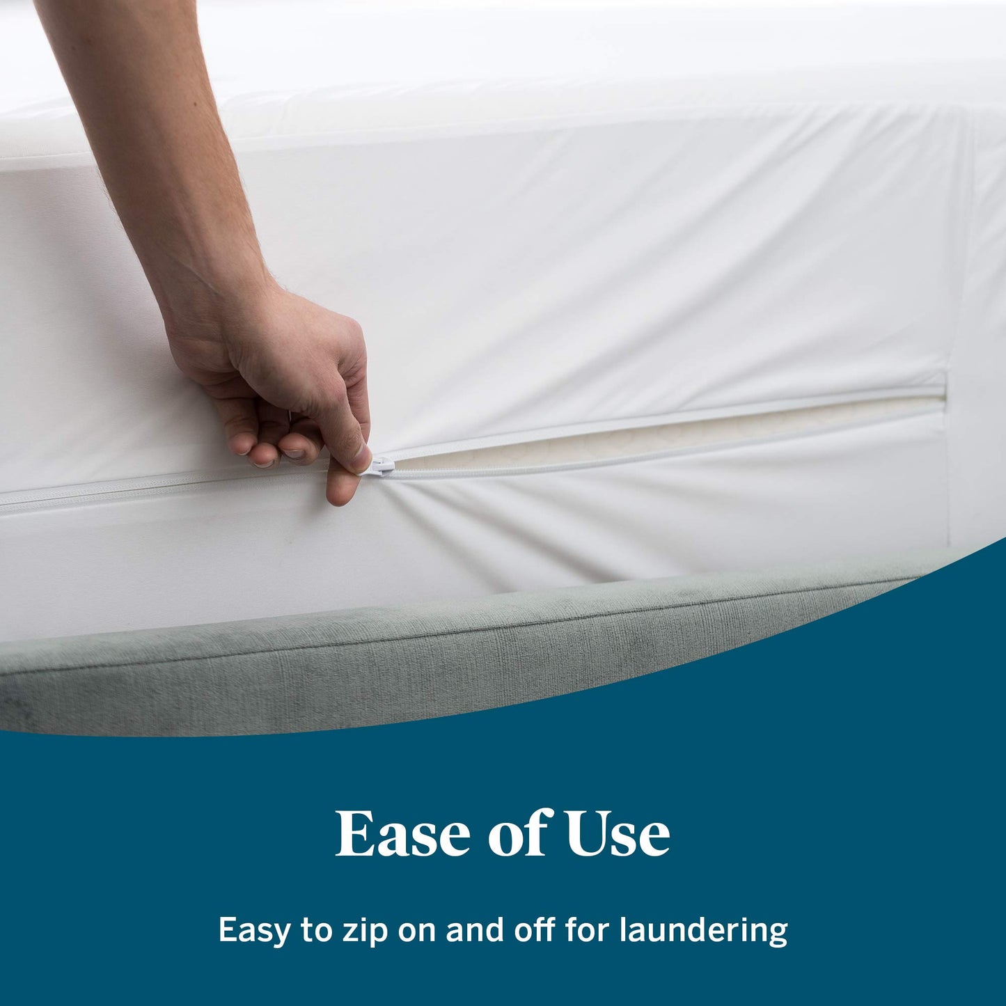 LUCID Zippered Mattress Encasement – Waterproof Full Size Mattress Protector – Fits Mattresses 6 to 18 Inches with Secure Elastic – Shields All 6 Sides – Quiet cover – White