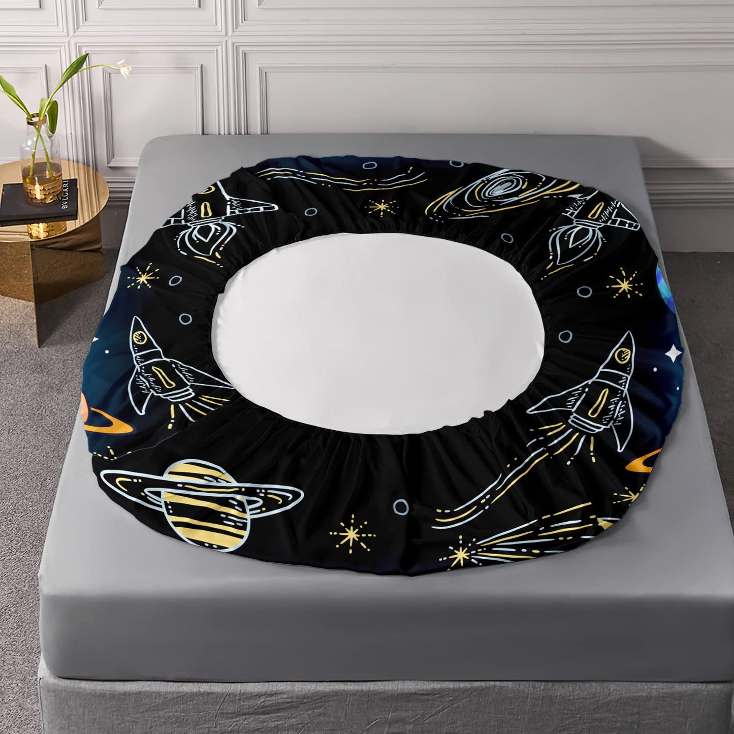 HOSIMA Axolotl Bedding Set for Kids Bedroom Decor, Space Cartoon Pattern Kawaii Wildlife Animals Reptile Toddler Twin Size Fitted Sheet With 2 Pillowcases