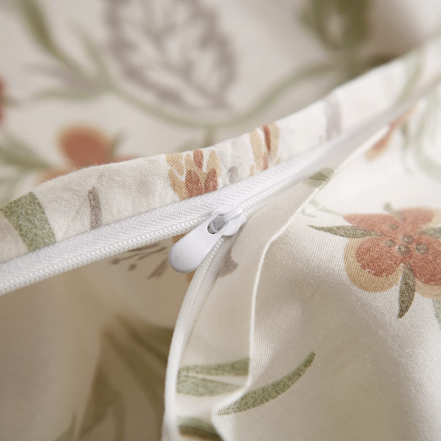 mixinni Floral Duvet Covers Queen Size Botanical Flower Leaf Printed on White Bedding Duvet Cover Set with Zipper Closure Ties for Him and Her 1 Duvet Cover with 2 Pillowcases-(3pcs, Queen Size)